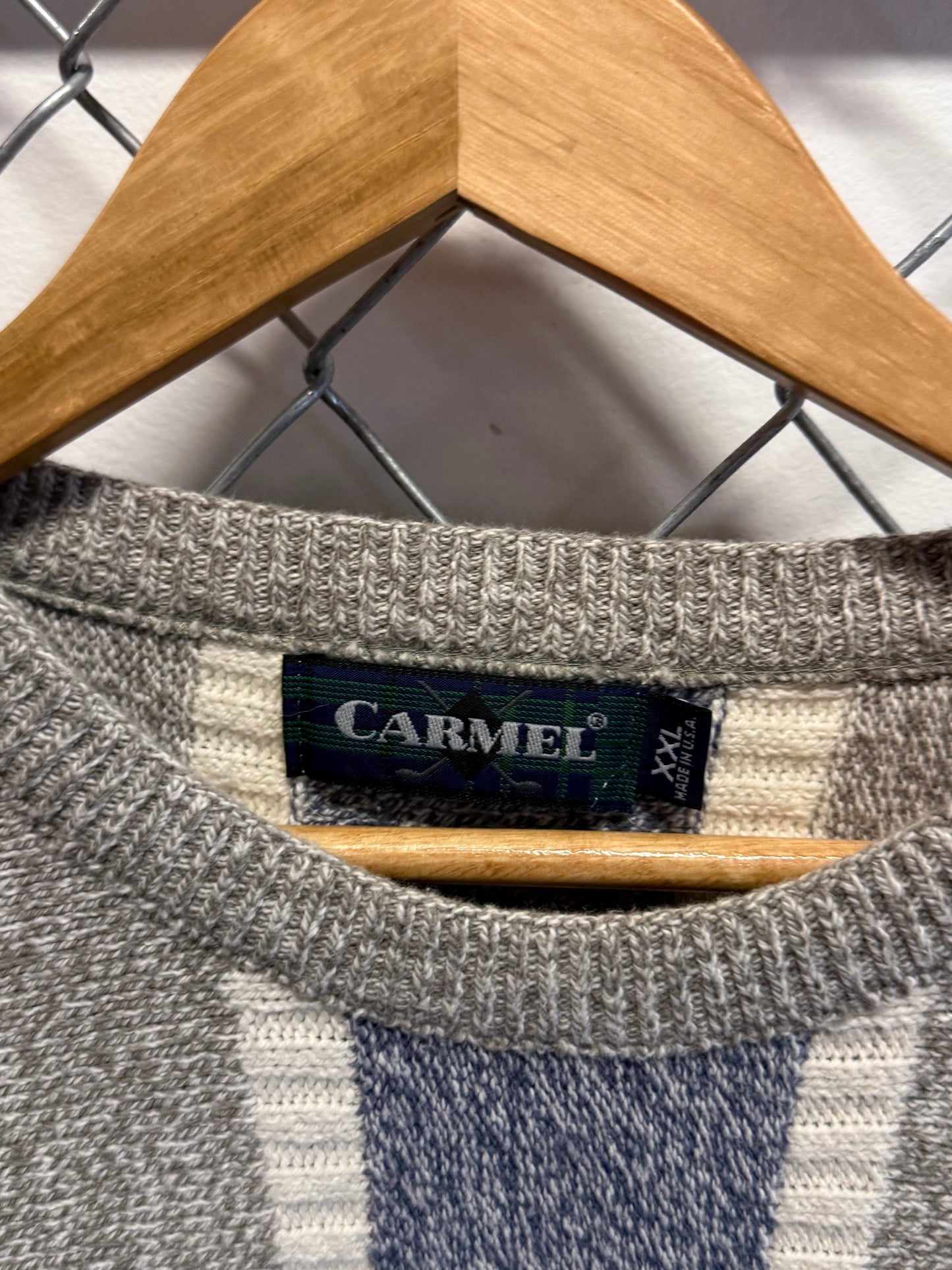 Vintage 1980's Carmel Striped Sweater Made in USA Size XXL