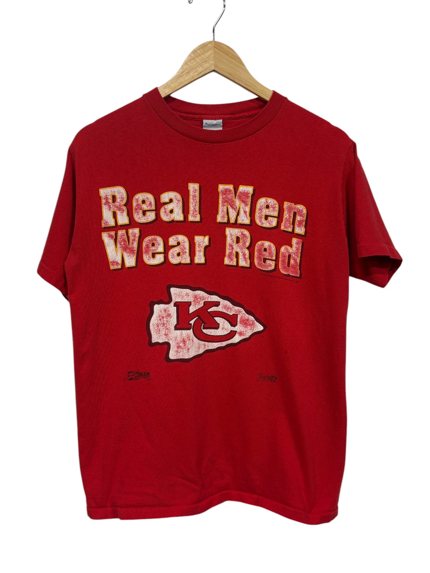 Vintage 90's Kansas City Chiefs Real Men Wear Red Logo Tee Size Medium