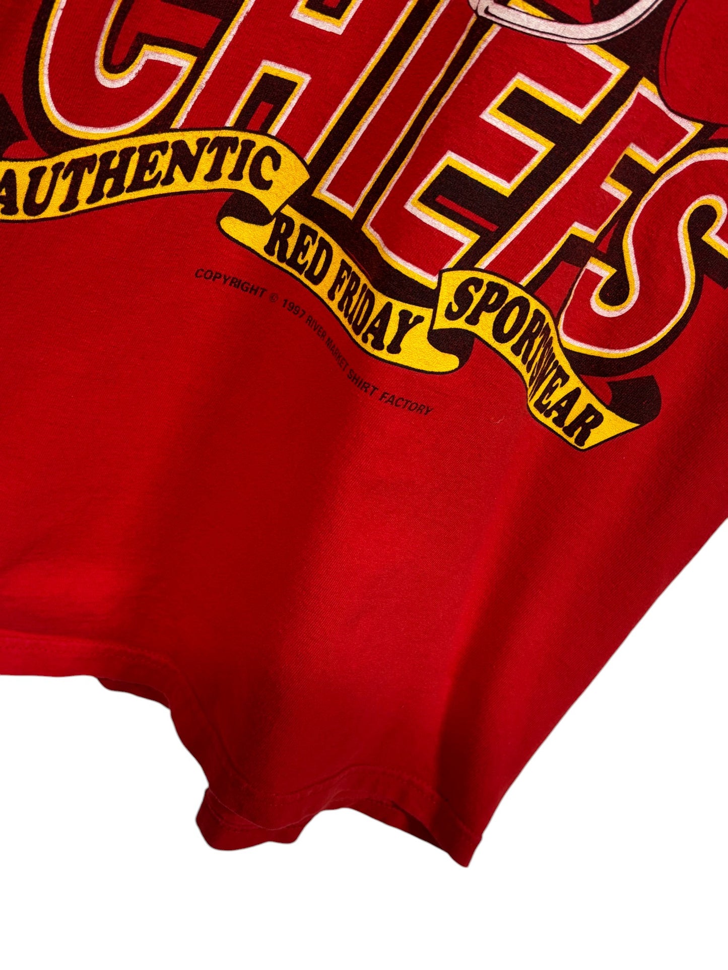 Vintage 1997 Kansas City Chiefs Red Friday Graphic Tee Size Large