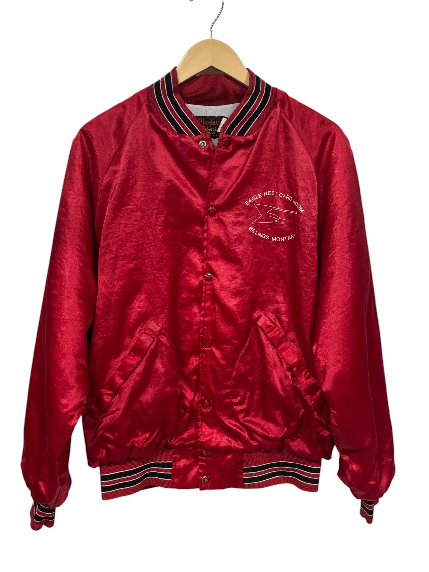 Vintage 90's Billings Montana Eagle Nest Card Room Bomber Jacket Size XL