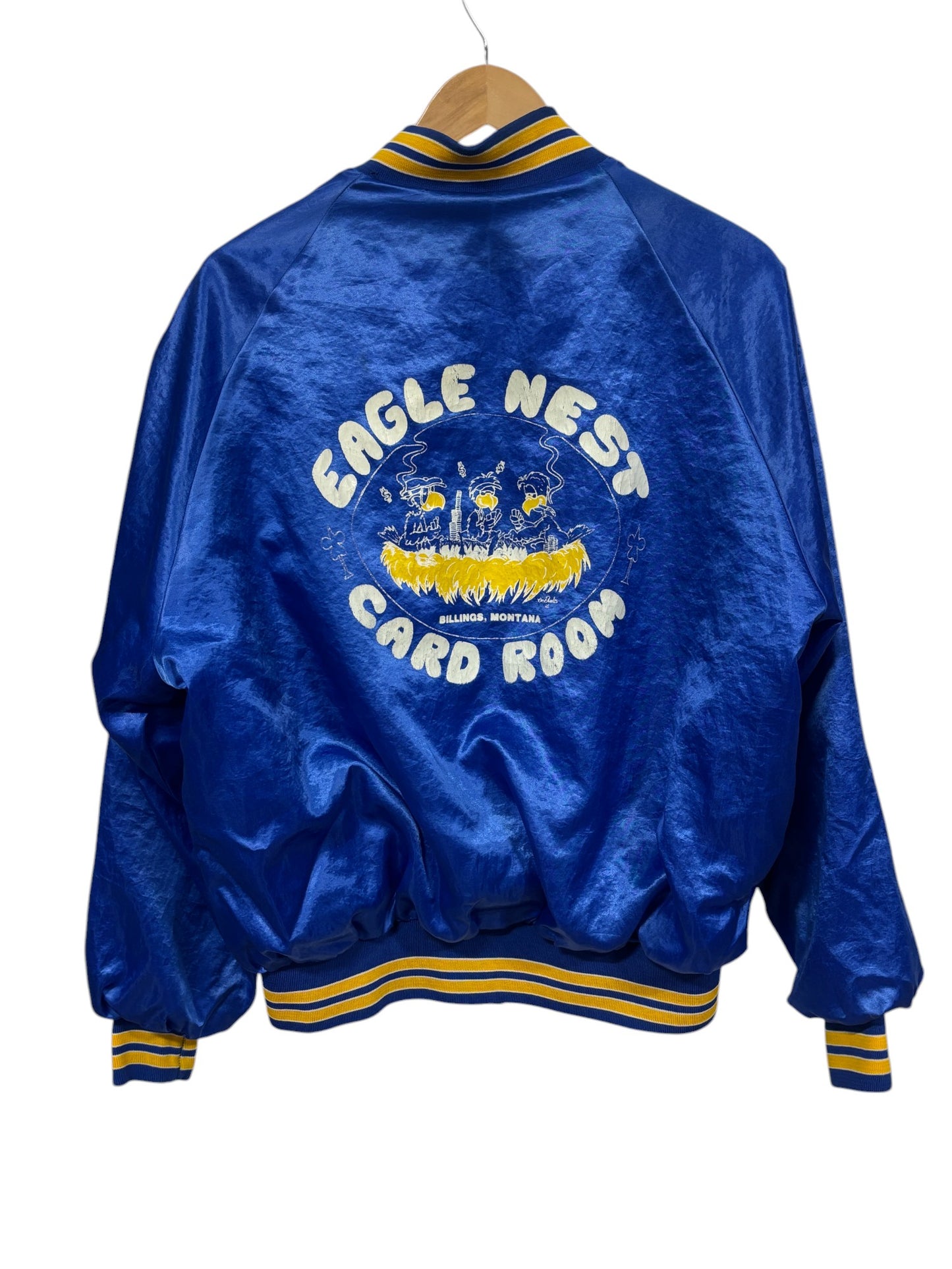 Vintage 90's Billings Montana Eagle Nest Card Room Bomber Jacket Size XL