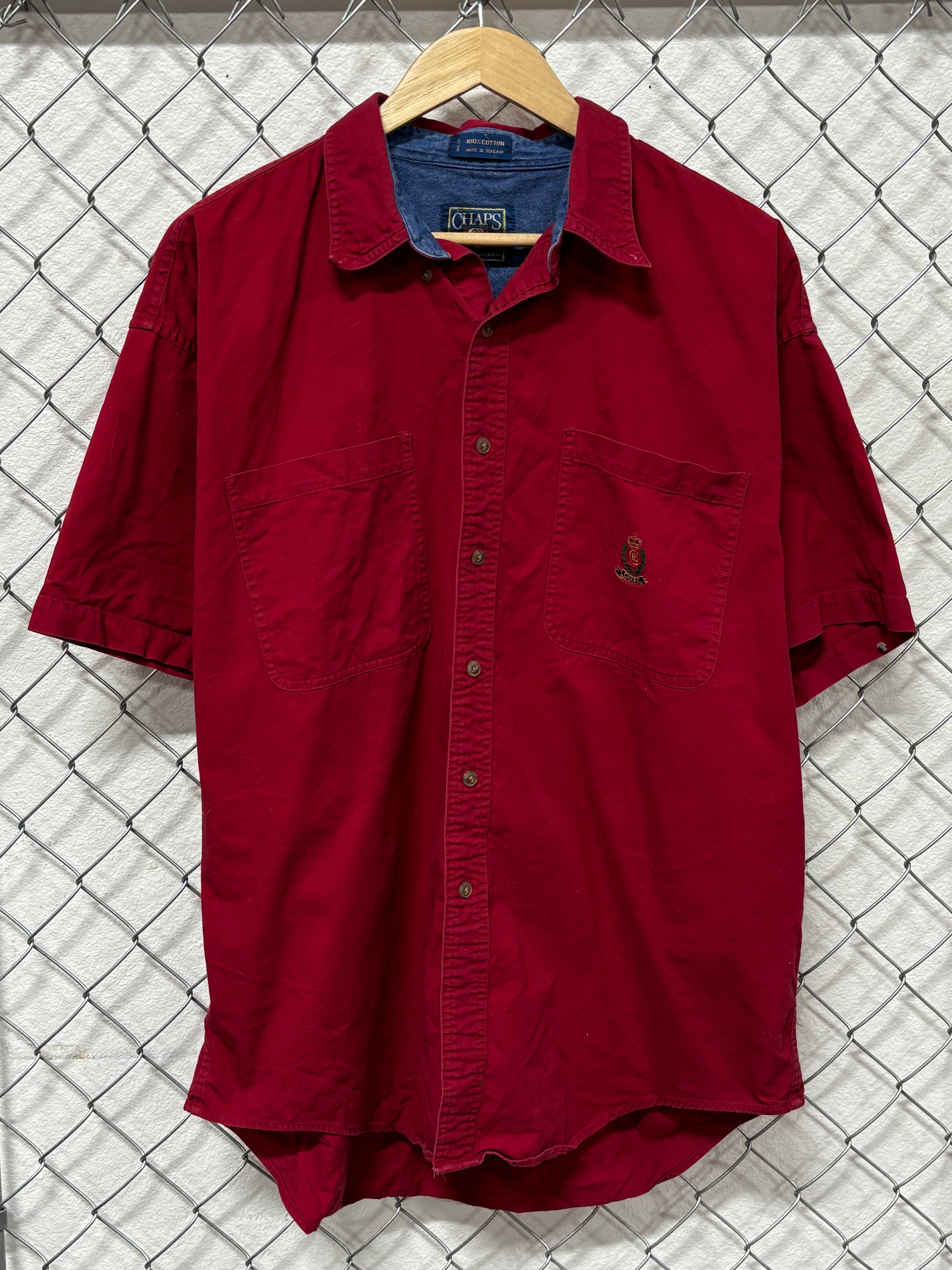 Vintage Chaps Ralph Lauren Red Short Sleeve Button Up Shirt Size XL – the basement