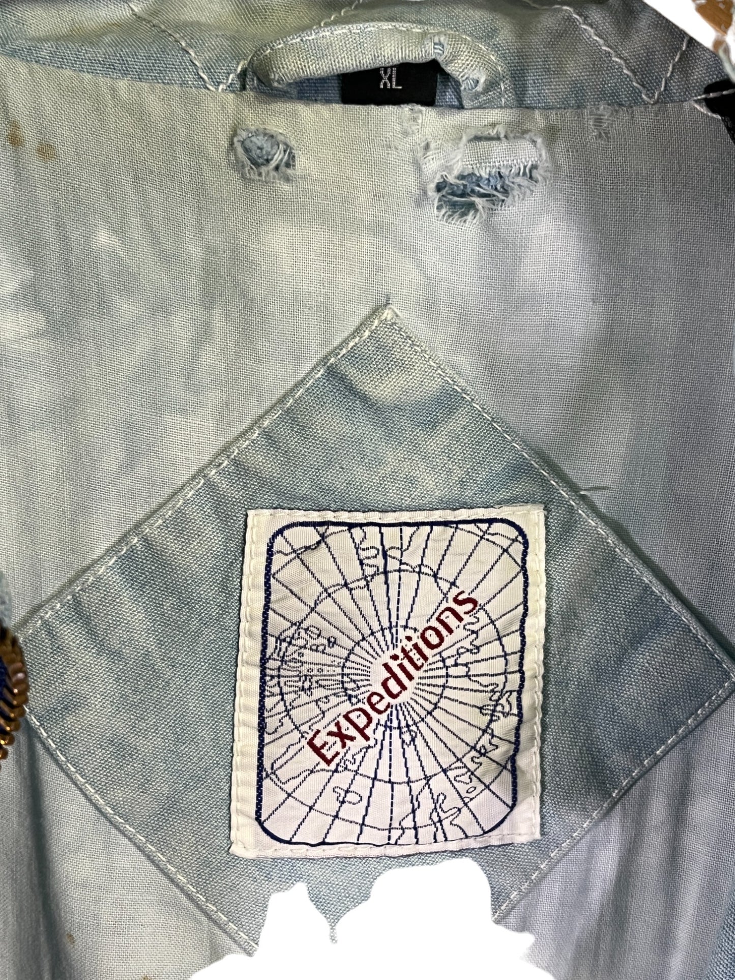 Vintage 90's Expeditions Upcycled Denim Zip Up Jacket Size XL