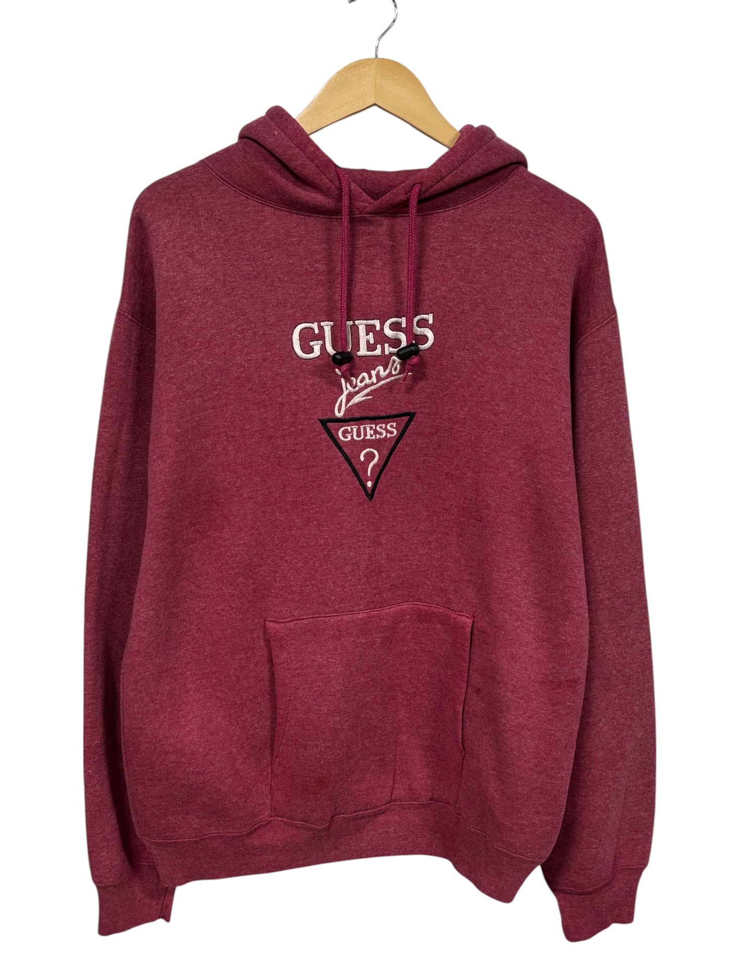 Vintage 90's Guess Classic Logo Red Pullover Hoodie Size Large