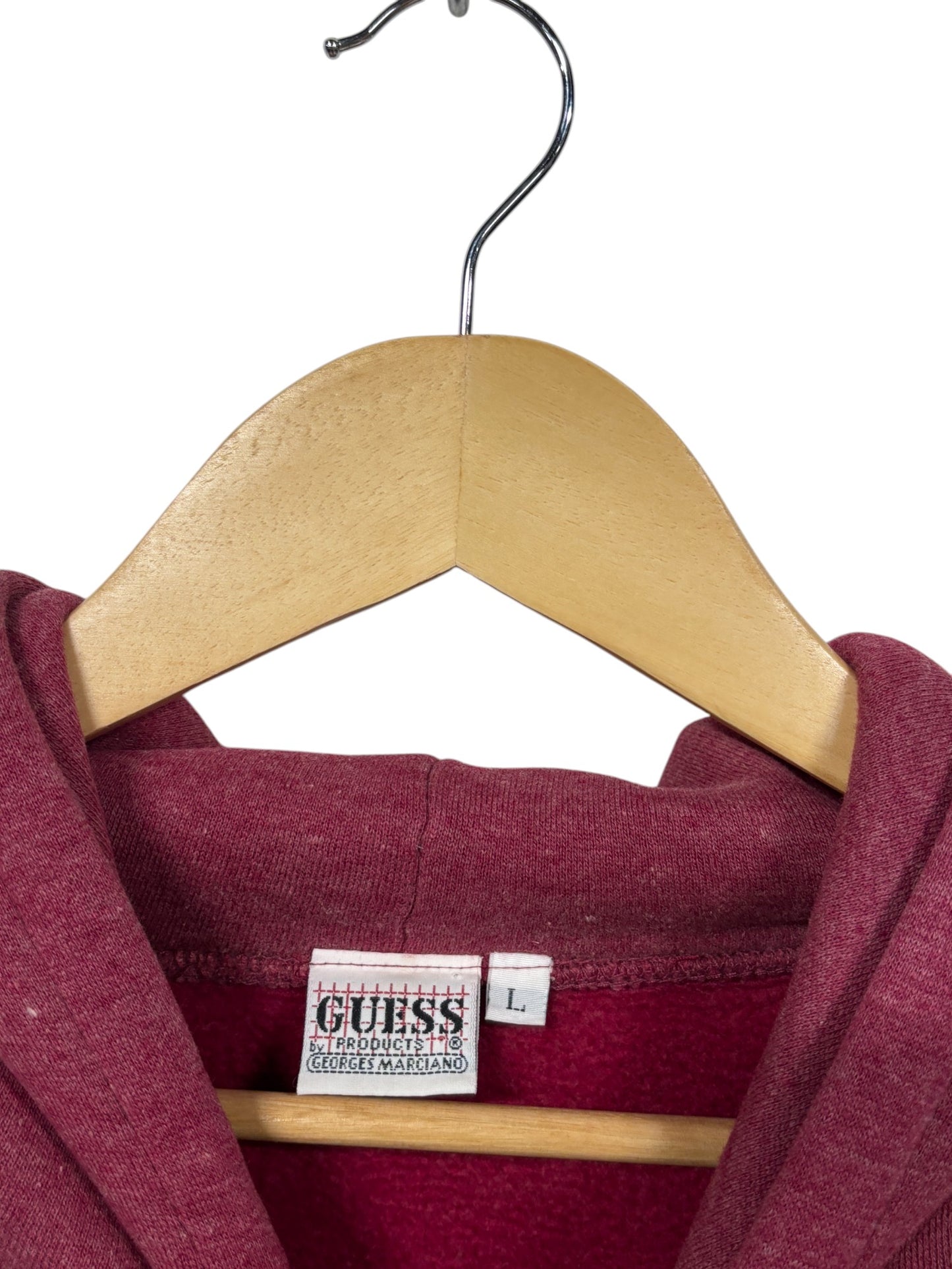 Vintage 90's Guess Classic Logo Red Pullover Hoodie Size Large