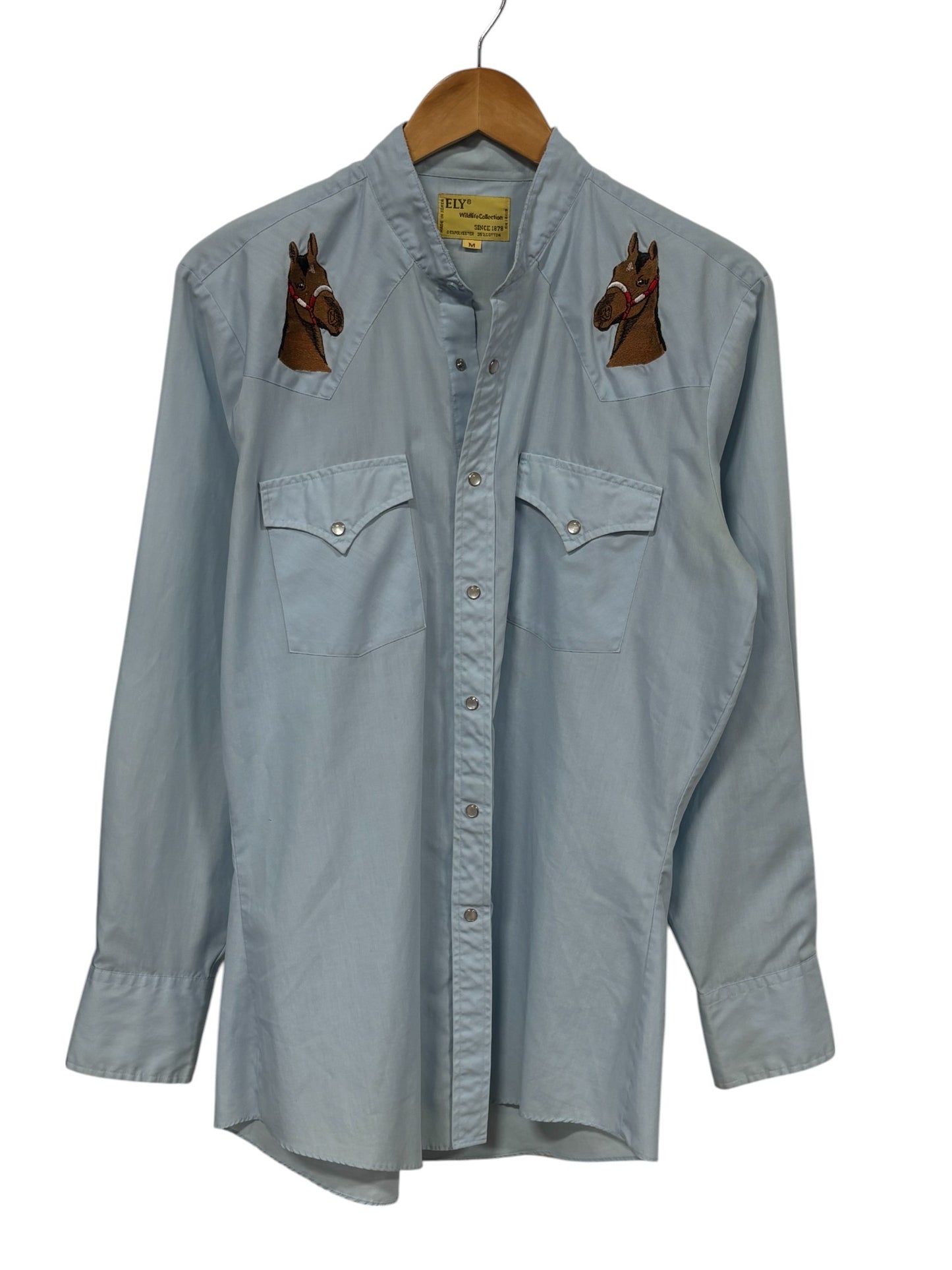 Vintage Ely Western Wildlife Collection Pearl Snap Button Up Shirt Size Medium