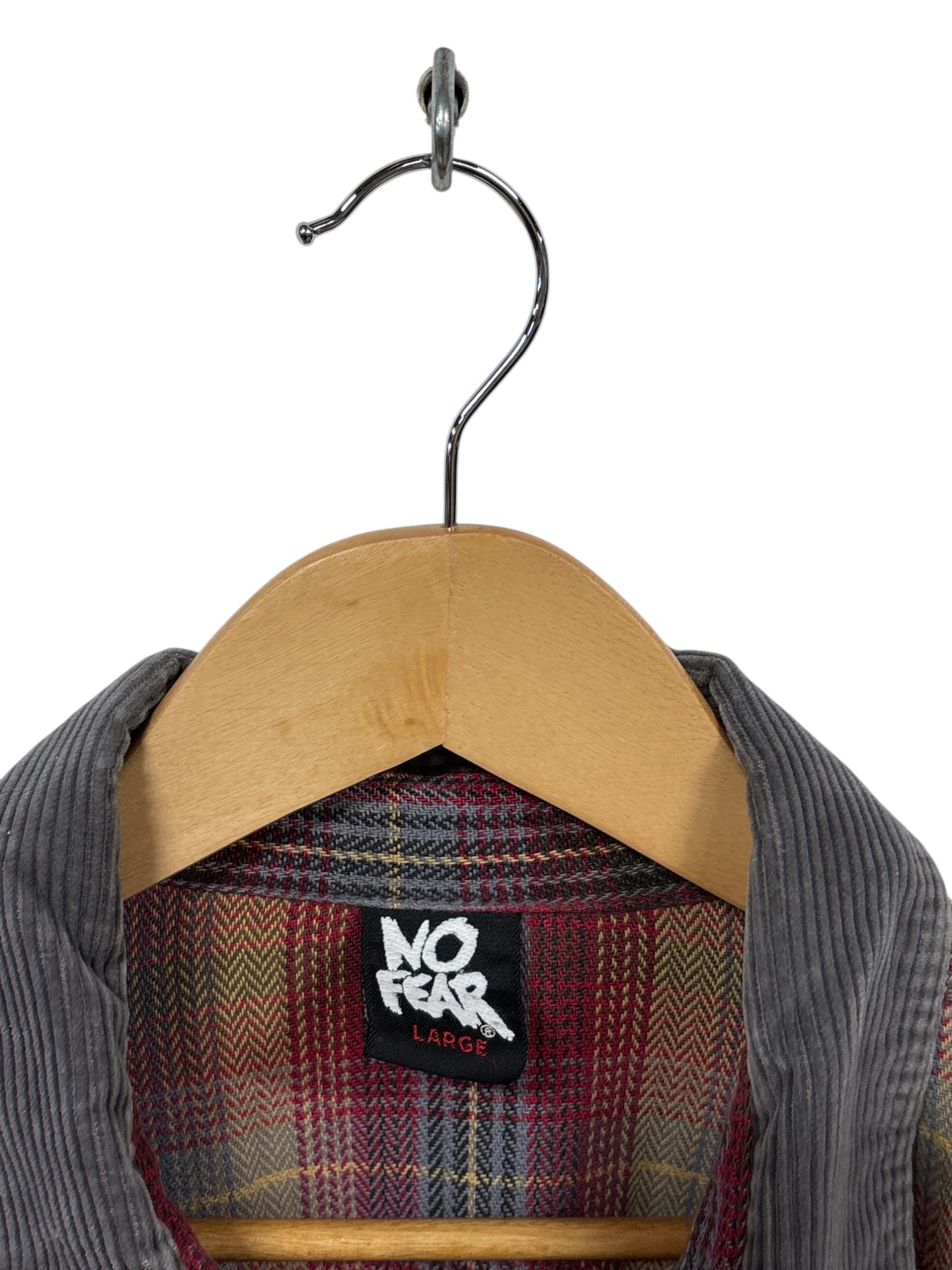 Vintage 90's No Fear Plaid Grunge Flannel Button Up Shirt Size Large