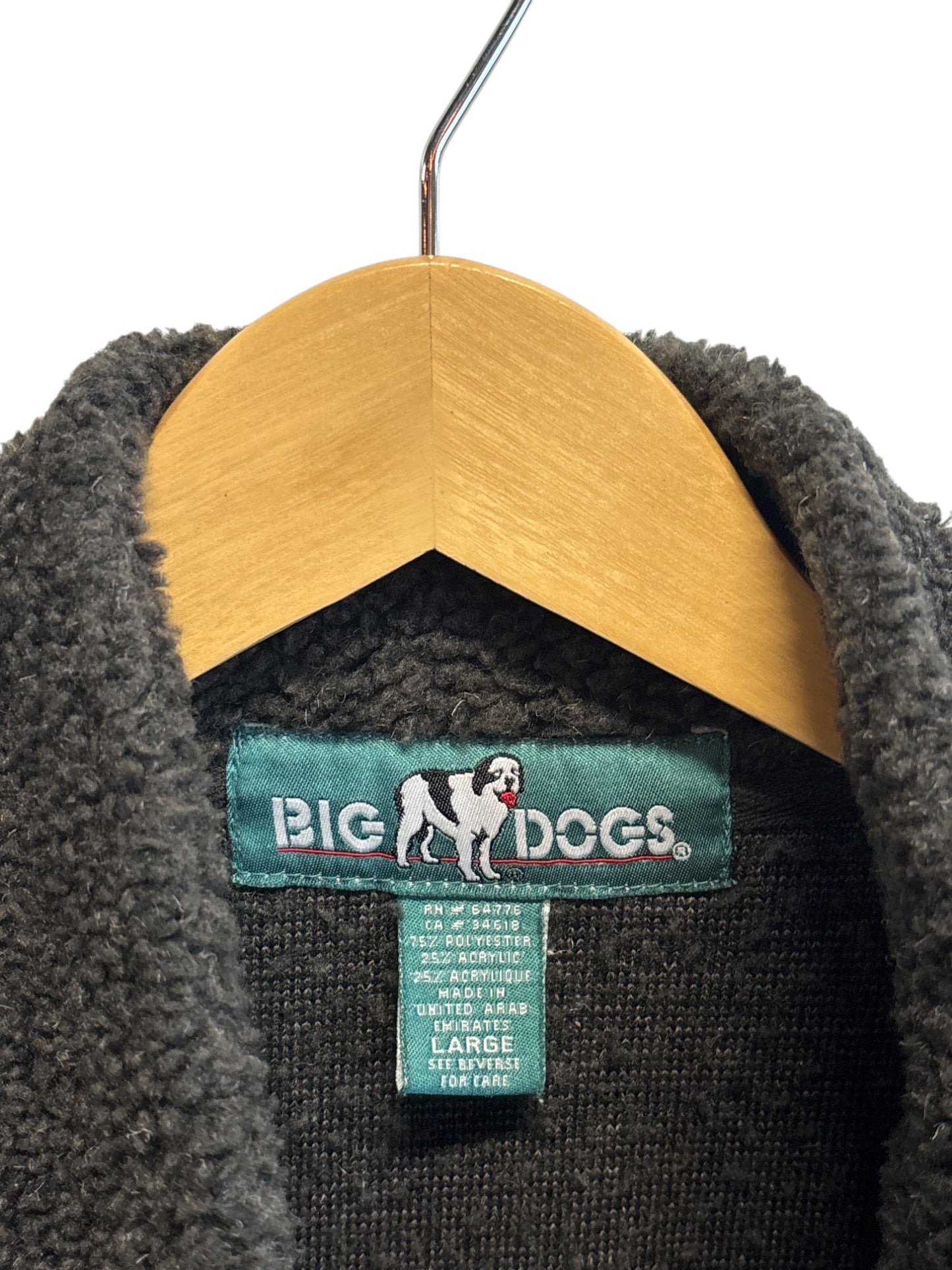 Vintage Big Dogs Polar Fleece Grey Zip Up Vest Size Large