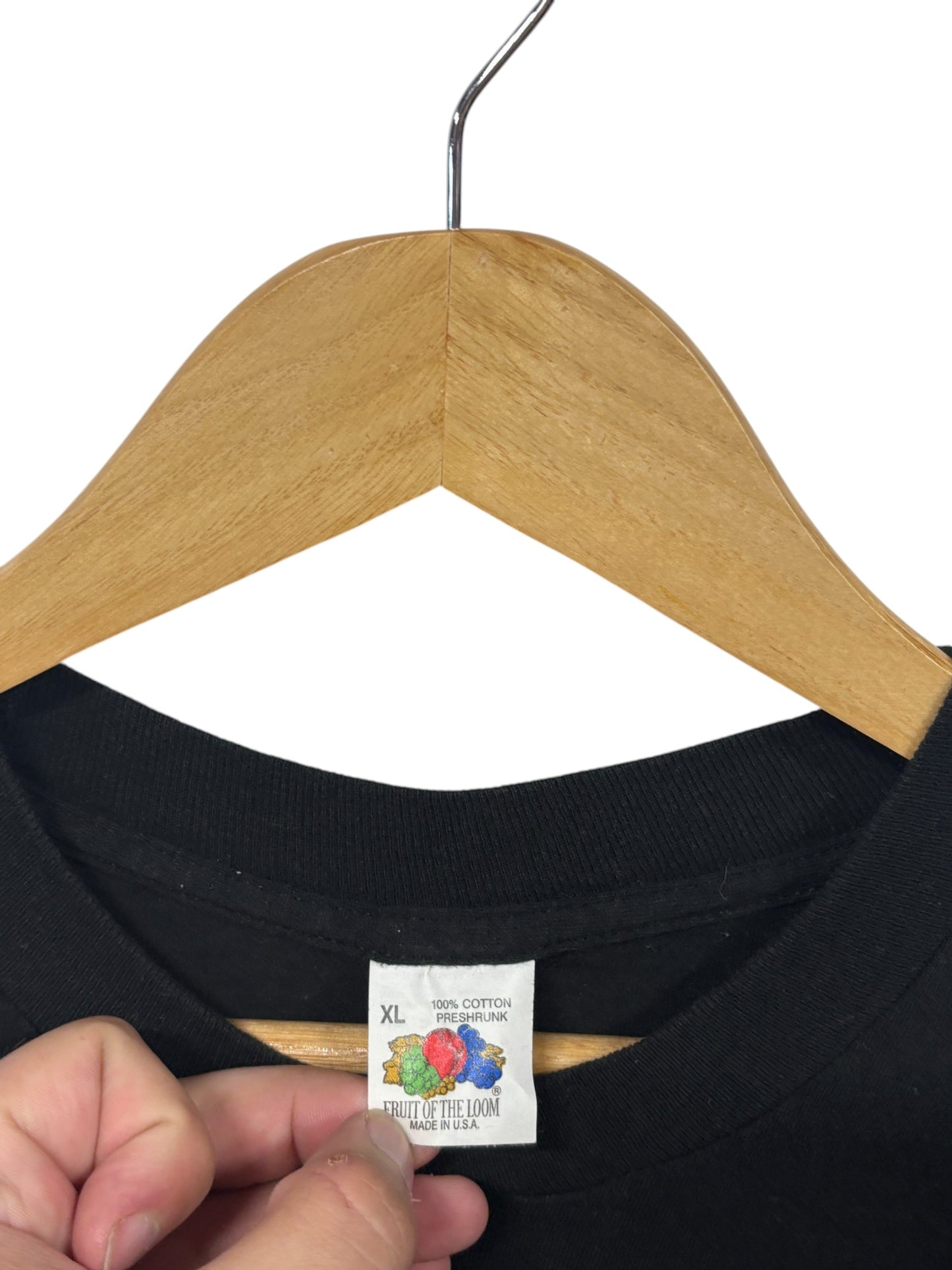 Vintage Black Fruit of the Loom Pocket Blank Tee Size XL