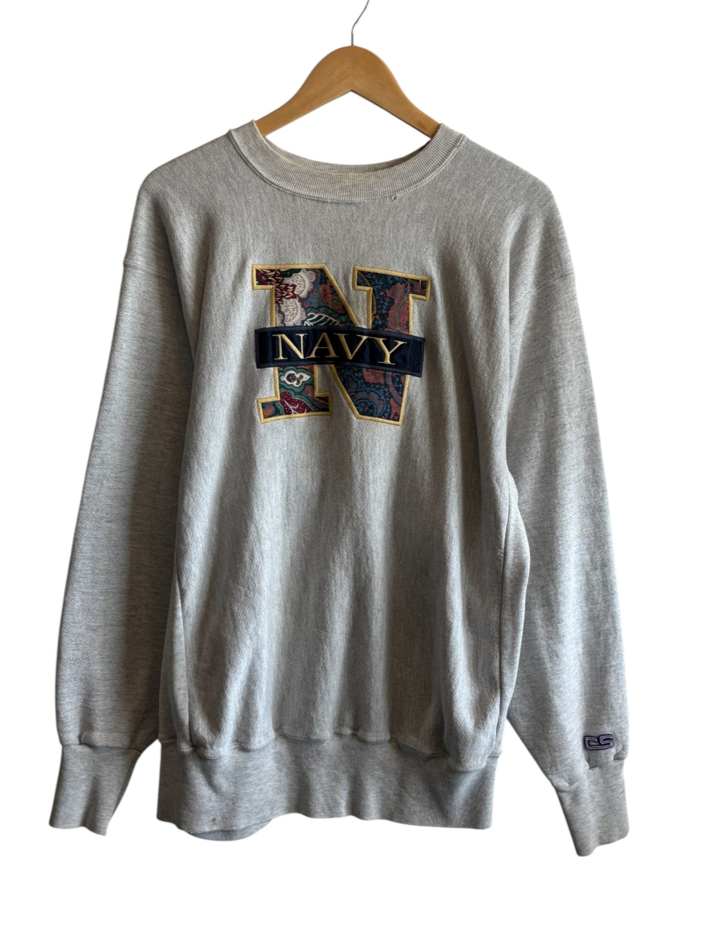 Vintage 90's Navy Embroidered Crewneck Sweater Size XL