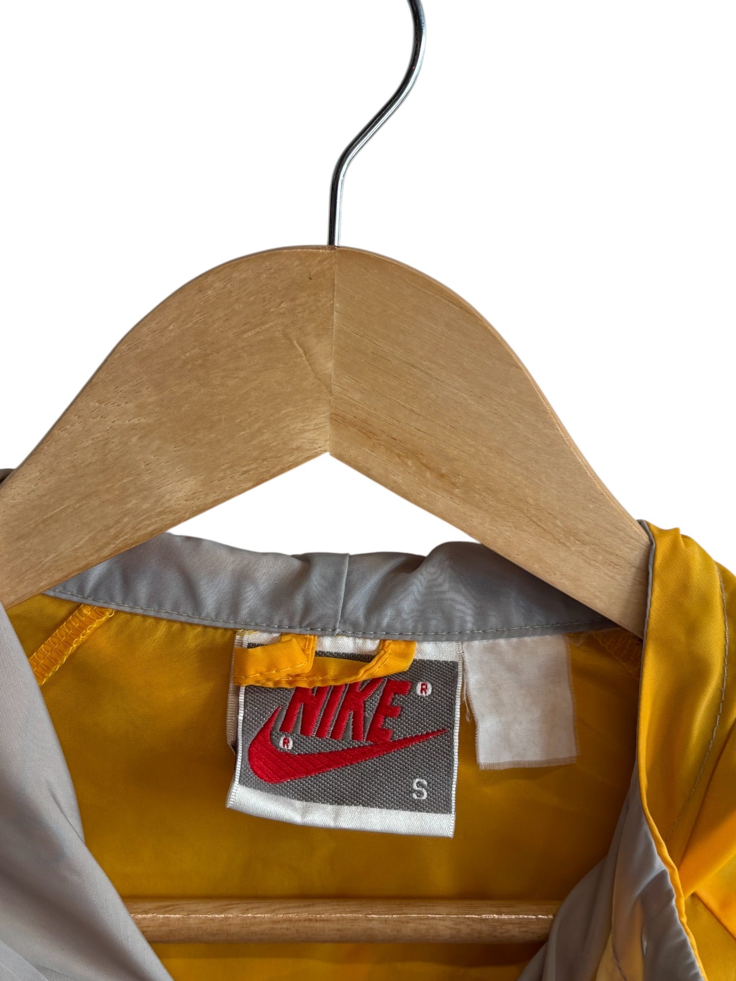 Vintage 80's Nike Grey Yellow Zip Up Windbreaker Jacket Size Small