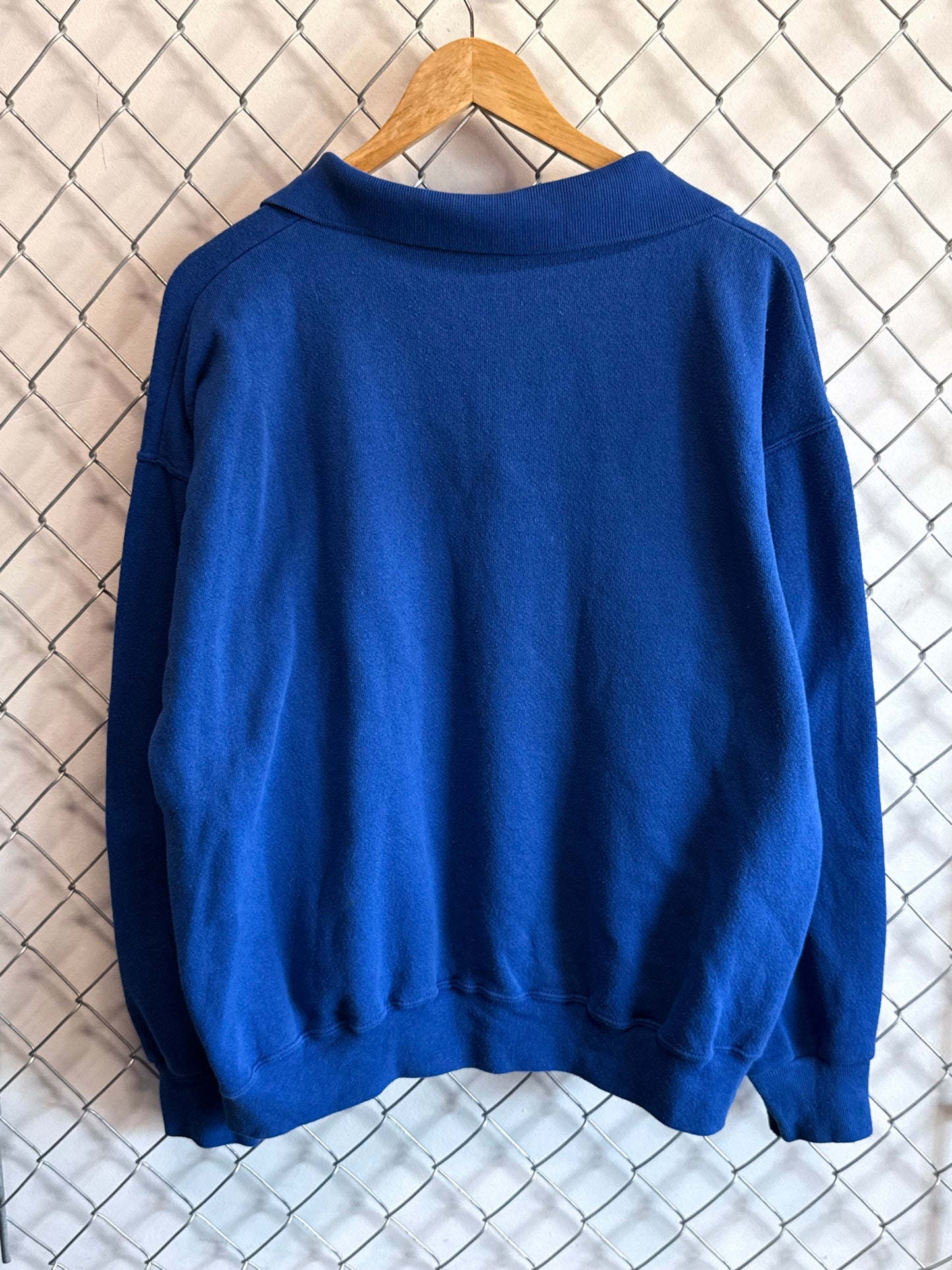 Vintage 90's Tultex Maximum Sweats Blue Collared Sweater Size Large