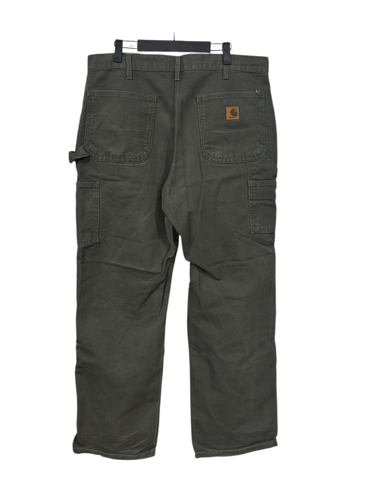 Vintage Carhartt Moss Green Dungaree Fit Carpenter Pants Size 35x32