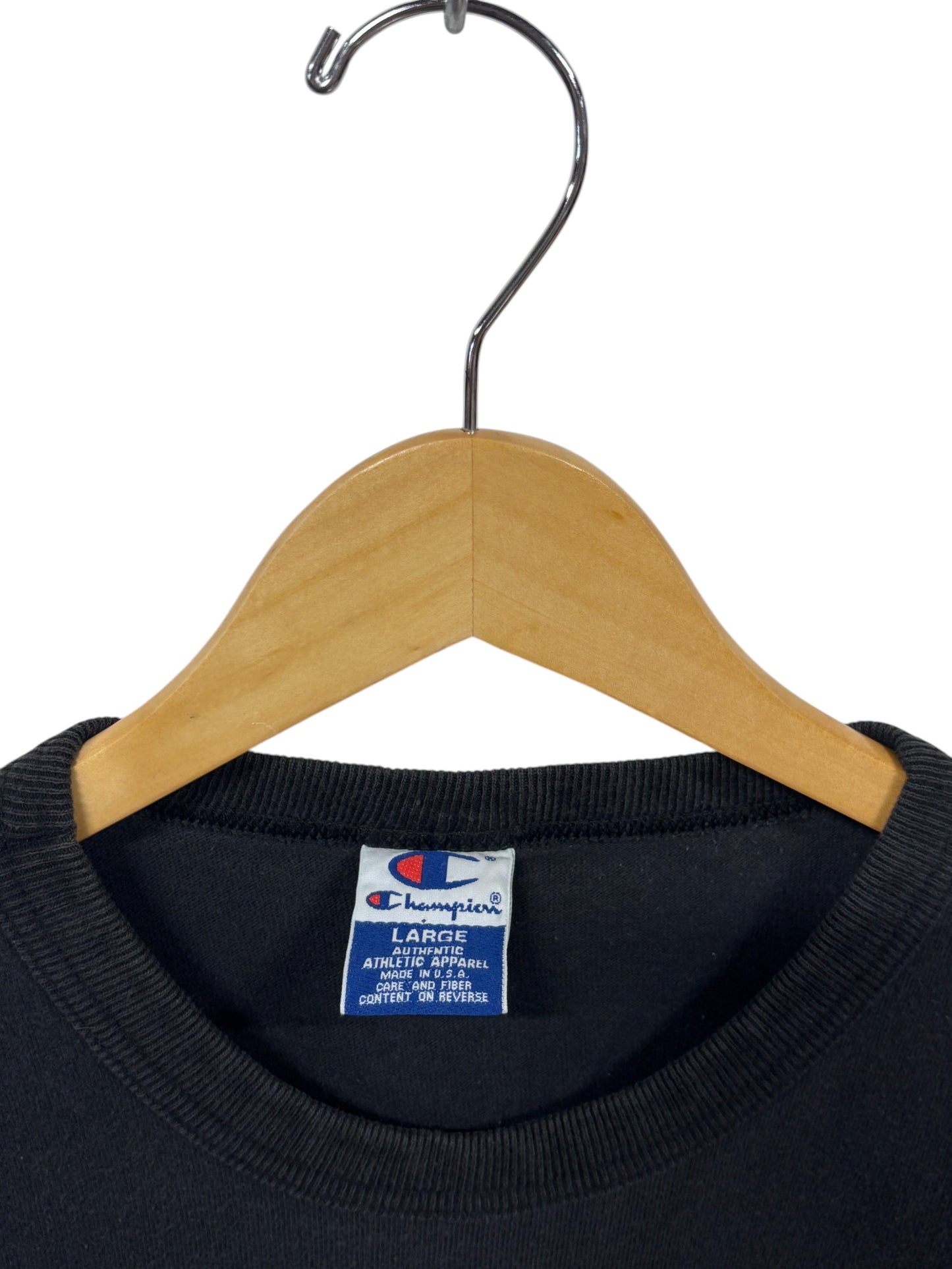 Vintage Champion Spell Out Black Cut Off Tee Size Large