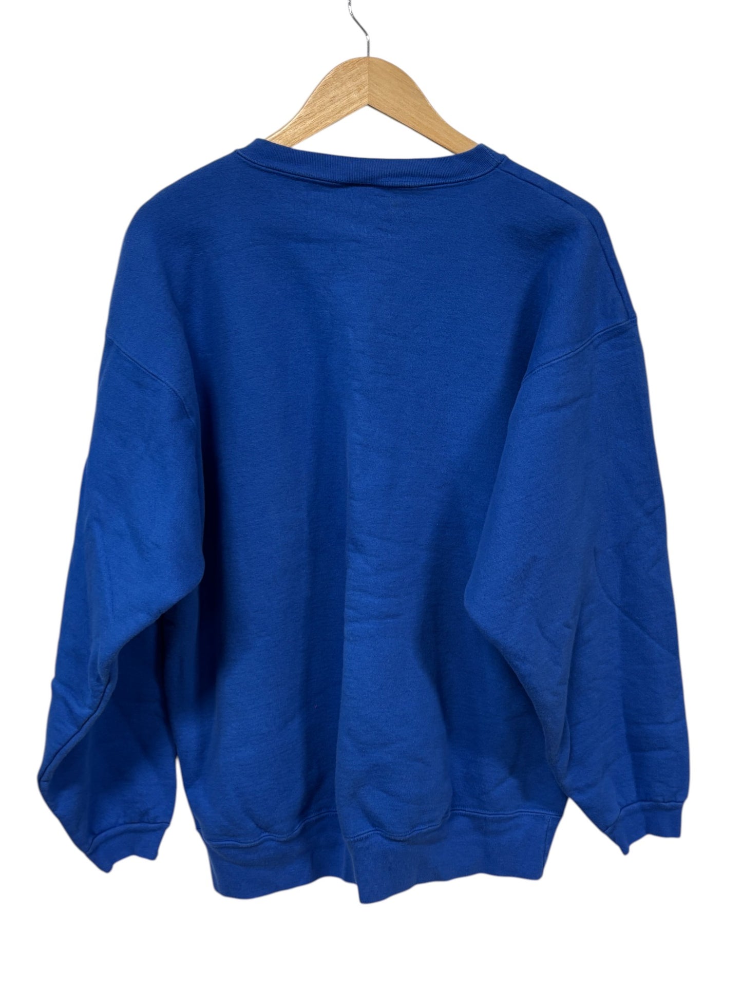 Vintage 90's Cotton Deluxe Blue Blank Crewneck Sweater Size XL