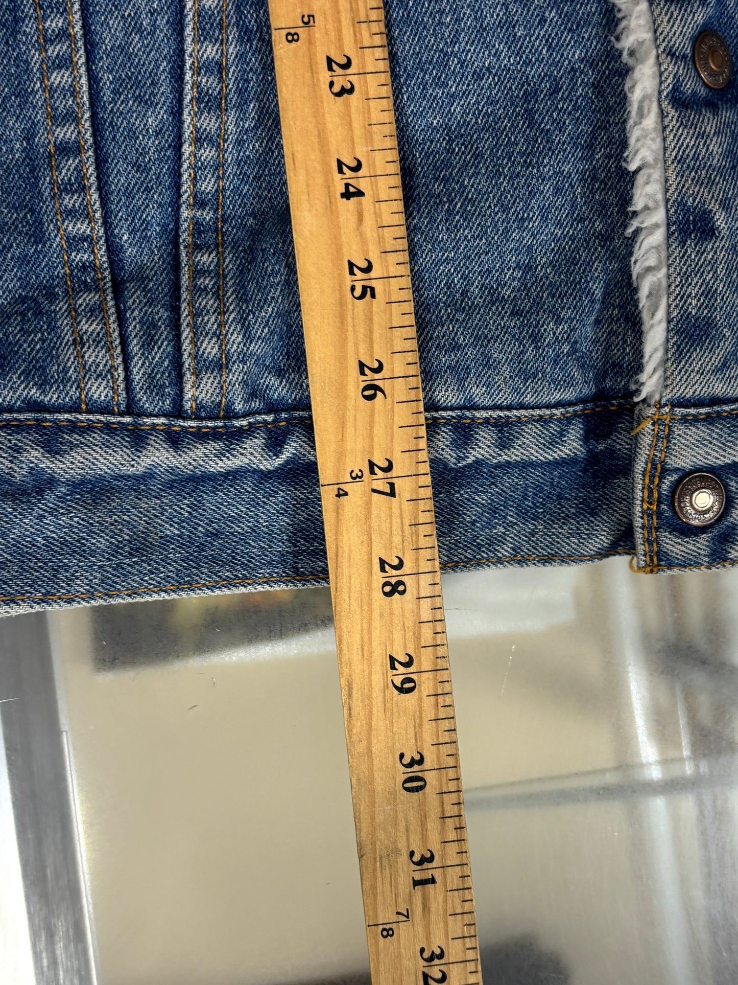 Vintage 90's Levi's Sherpa Lined Painted Denim Jacket Size XL