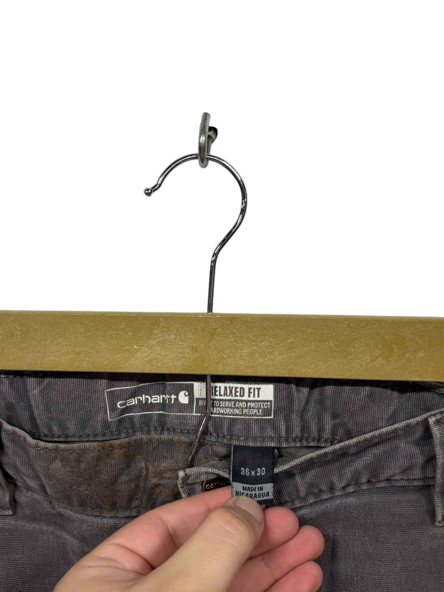 Carhartt Thrashed Grey Relaxed Fit Carpenter Pants Size 36x30