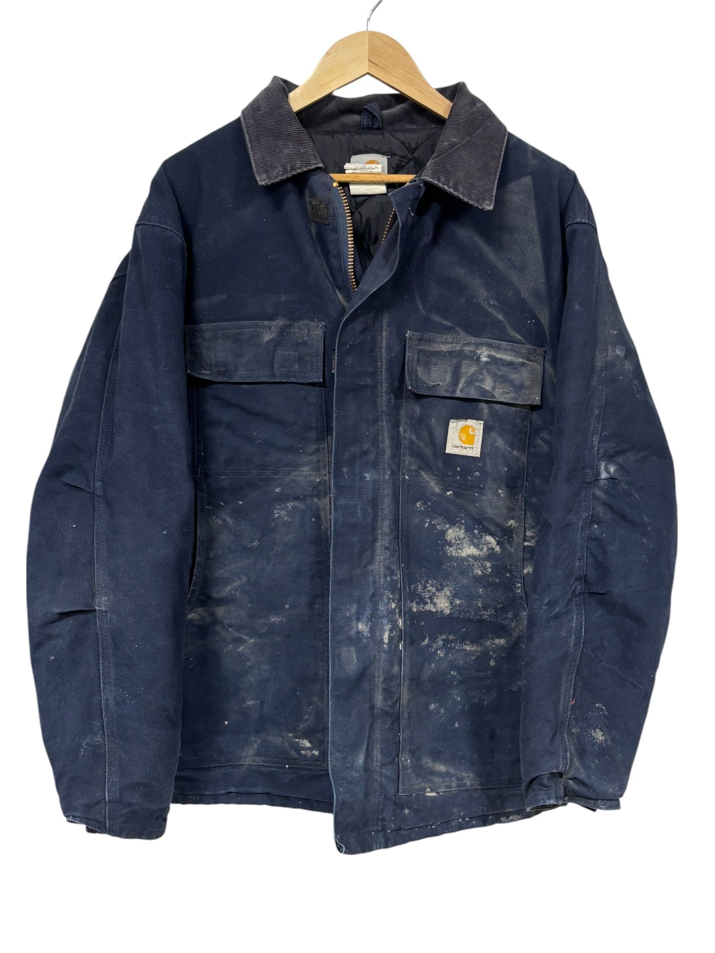 Vintage Carhartt C03 Navy Blue Traditional Zip Up Work Jacket Size 42 (Large)
