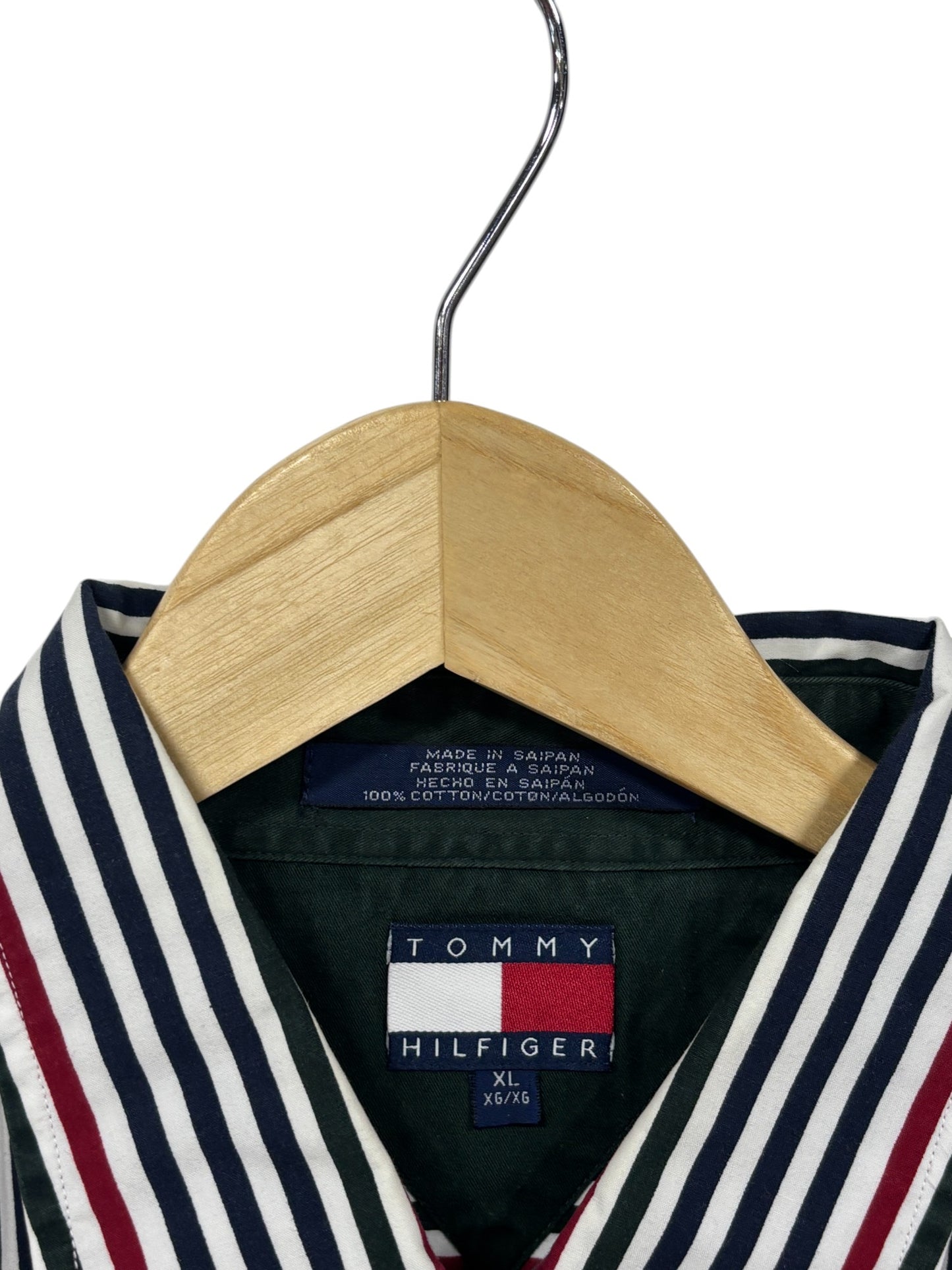 Vintage 90's Tommy Hilfiger Crest Striped Long Sleeve Button Up Shirt Size XL