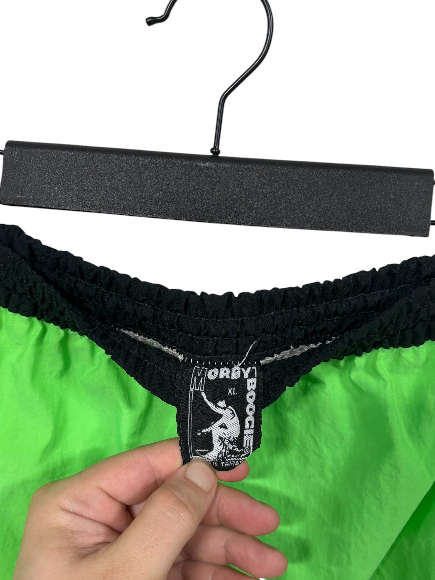 Vintage 90's Morey Boogie Green Black Board Shorts Size XL