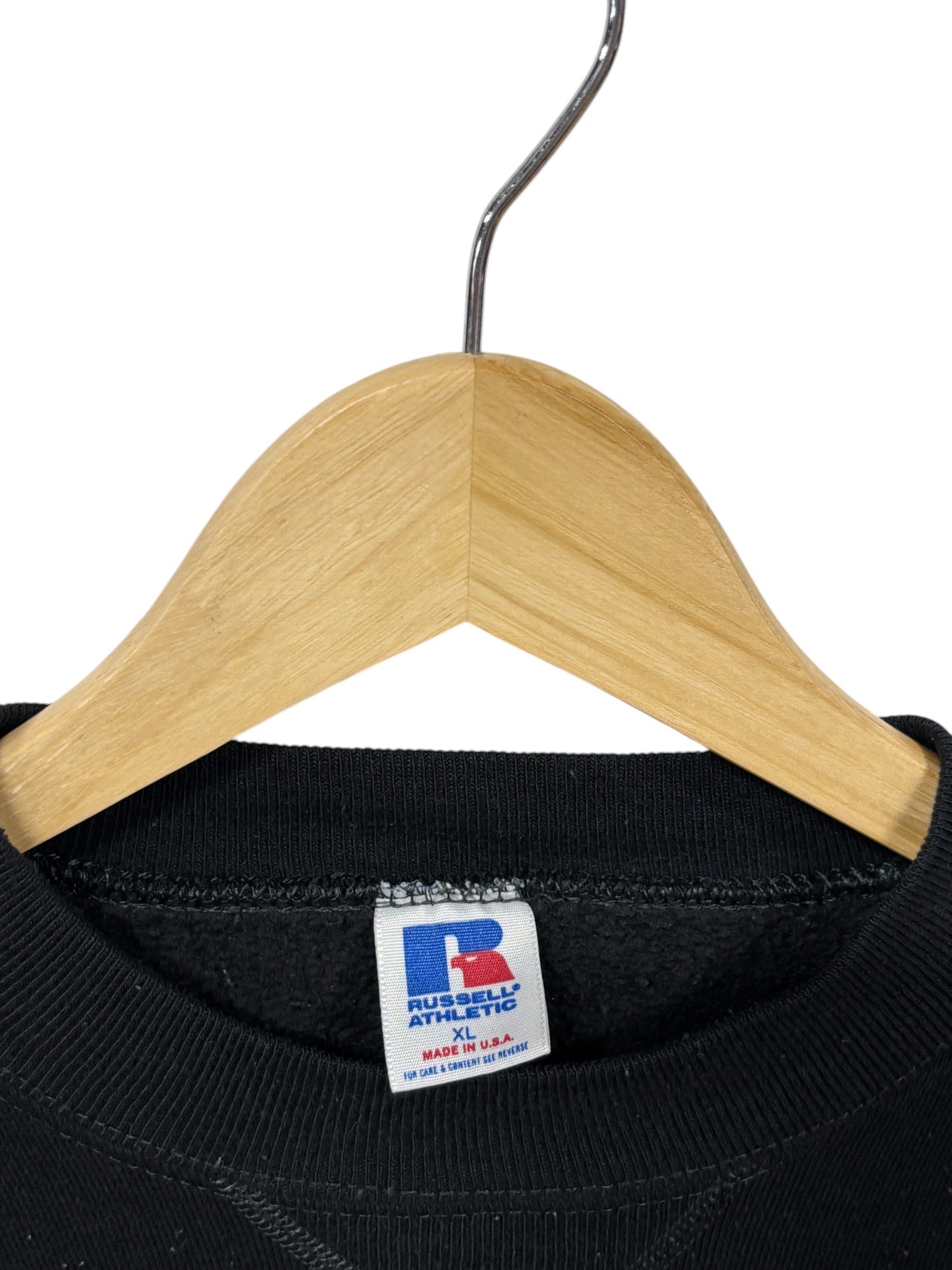 Vintage 90's Russell Athletic Black Blank Crewneck Sweater Made USA Size XL
