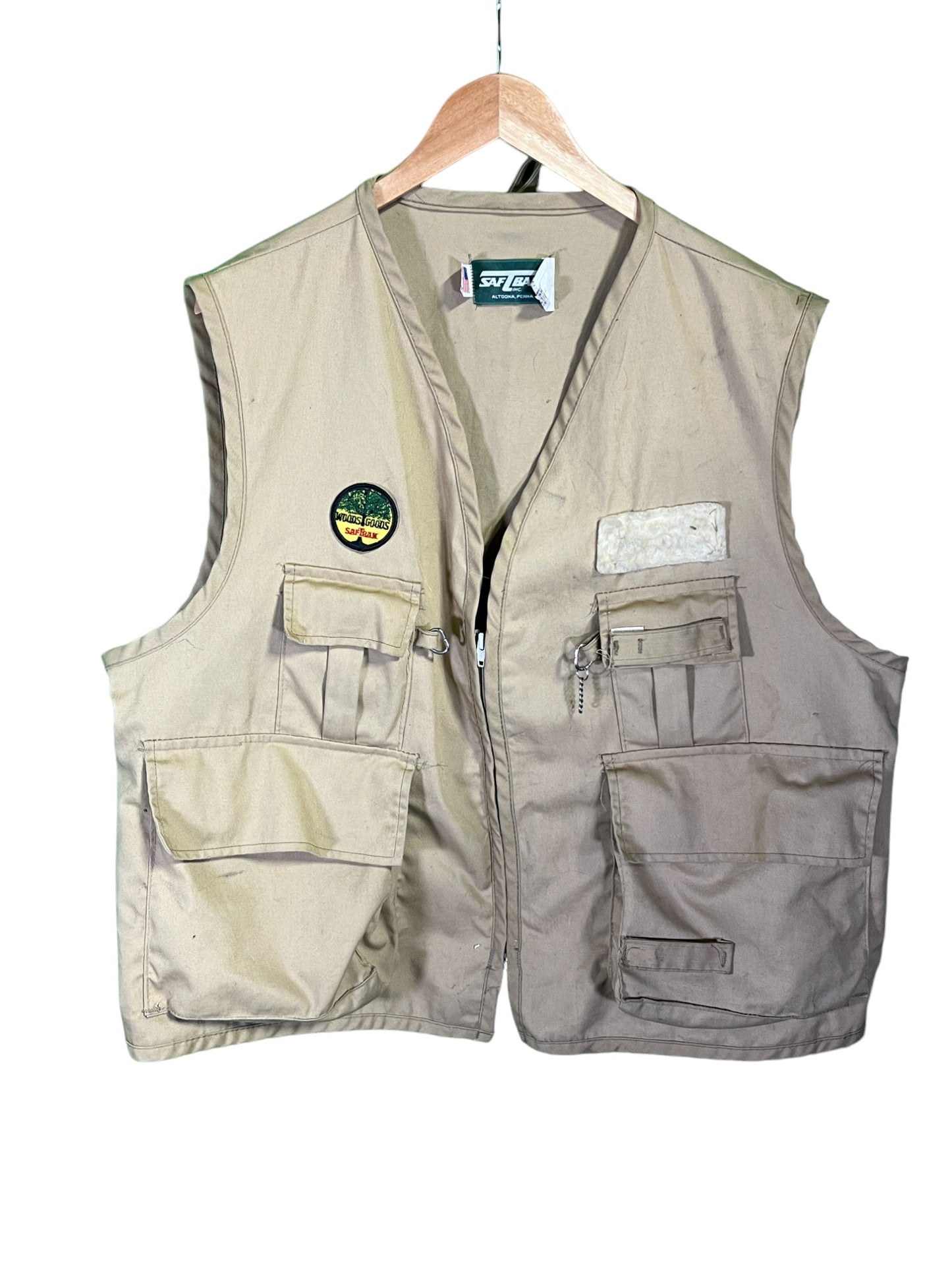 Vintage Saftback Hunting Cargo Zip Up Vest Size XXL