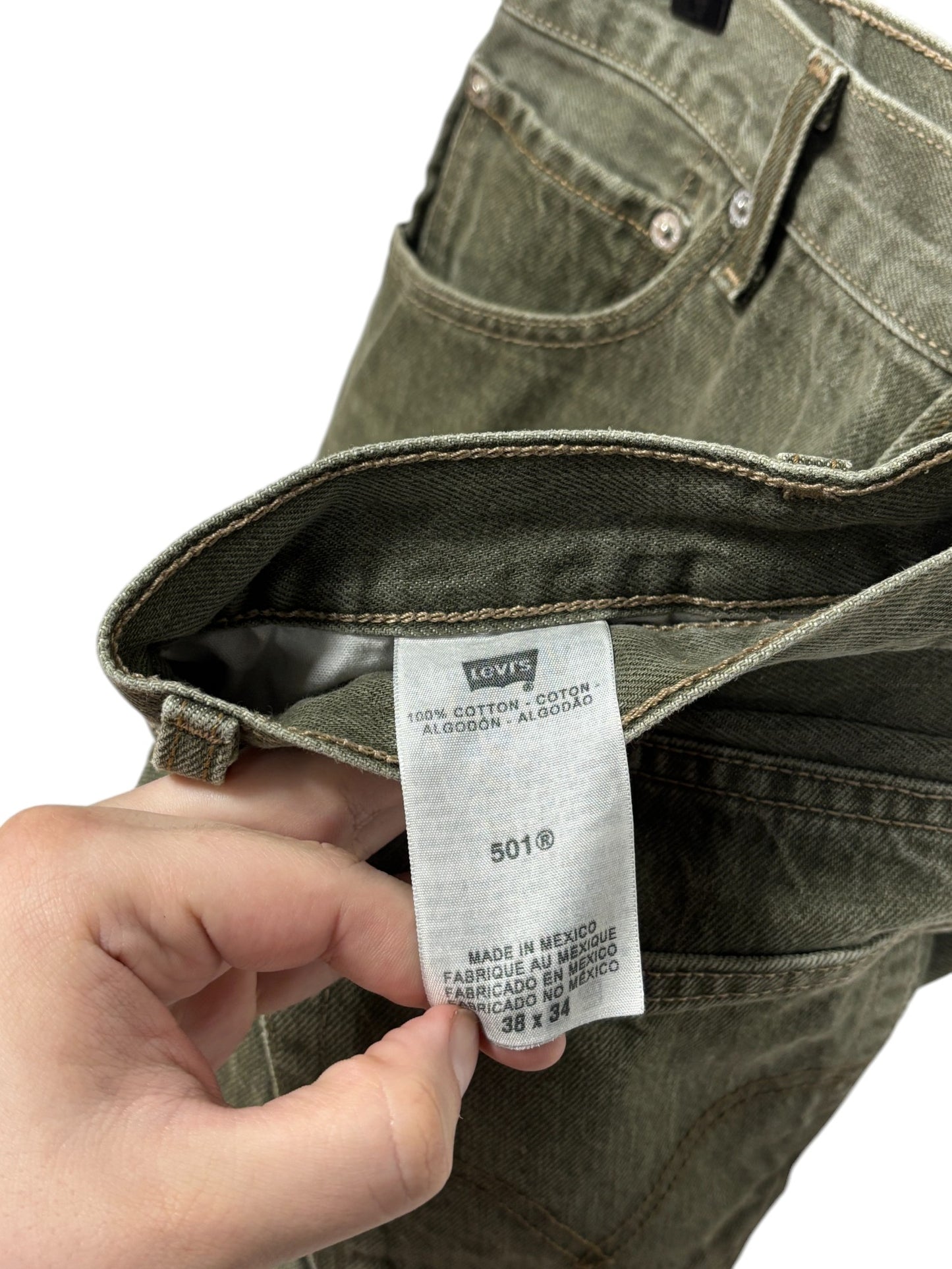 Vintage Levi's 501 Green Denim Jeans Size 36x30