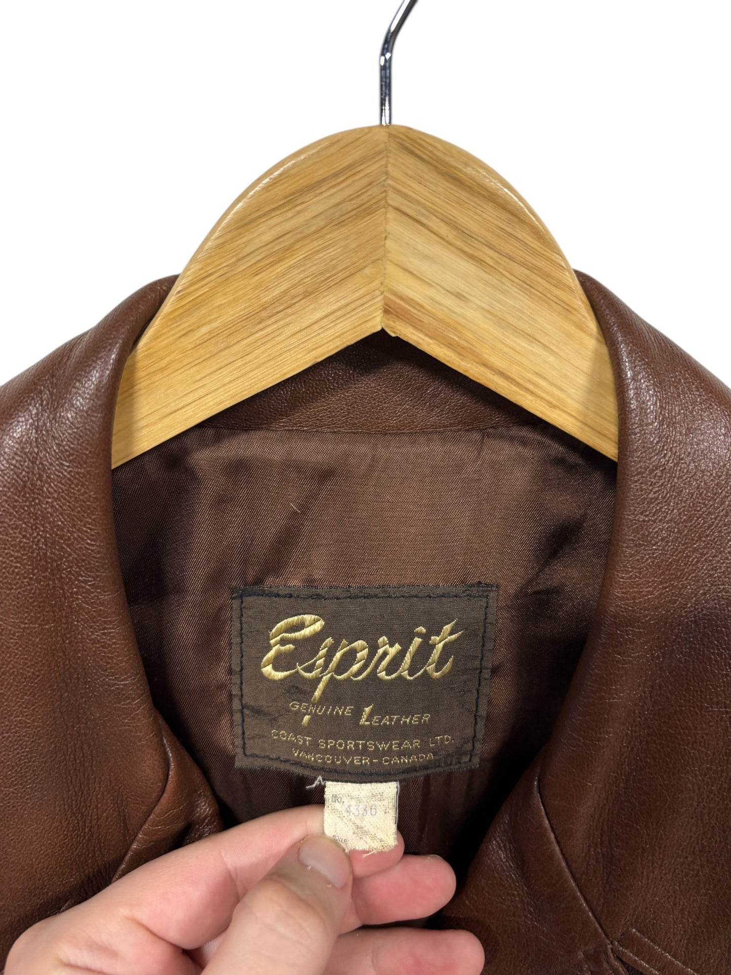 Vintage Espirit Brown Leather Button Up Jacket Size L/XL