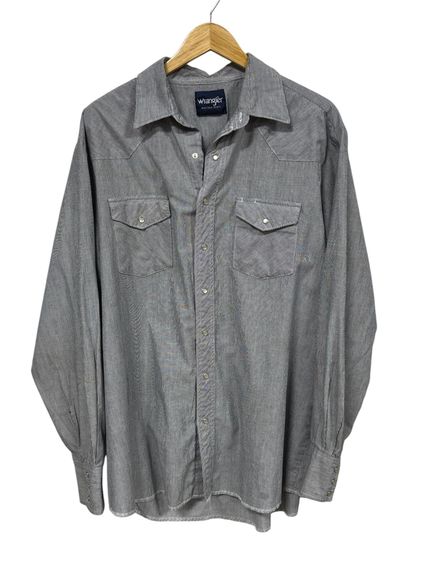 Vintage Wrangler Pearl Snap Striped Button Up Western Shirt Size XXL