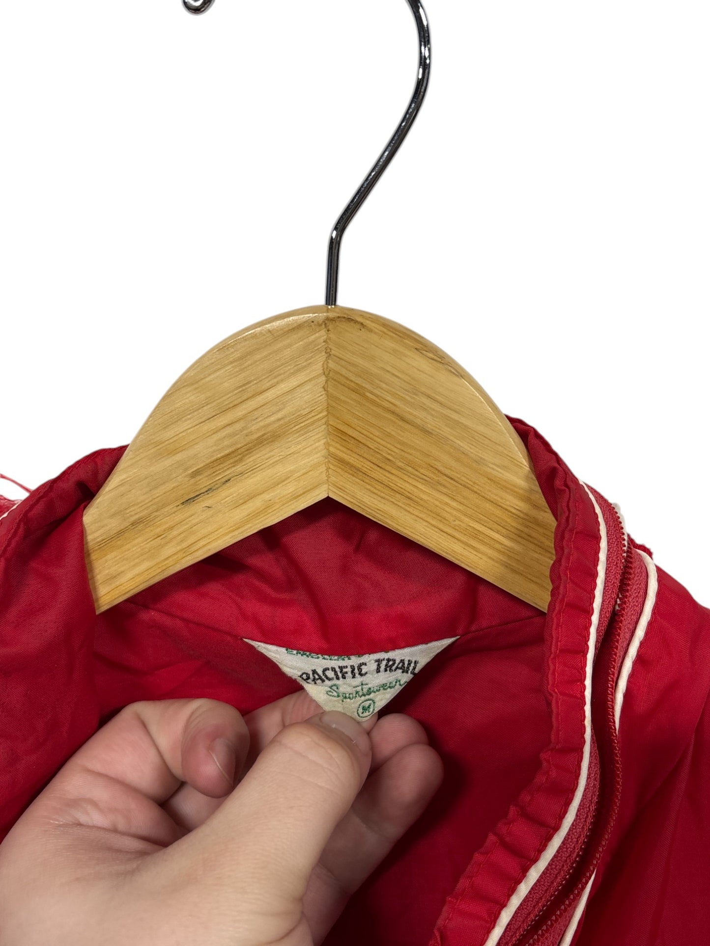Vintage Pacific Trail Sportswear Red Zip Up Windbreaker Jacket Size Medium