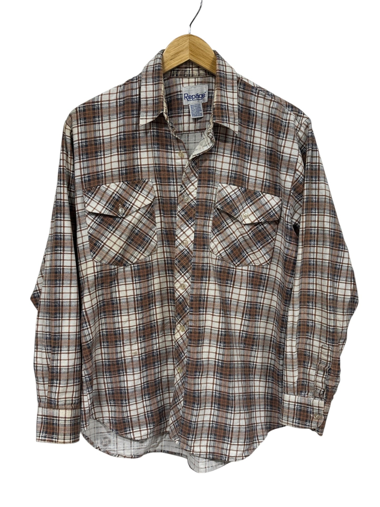 Vintage Repage Plaid Button Up Flannel Shirt Size XL