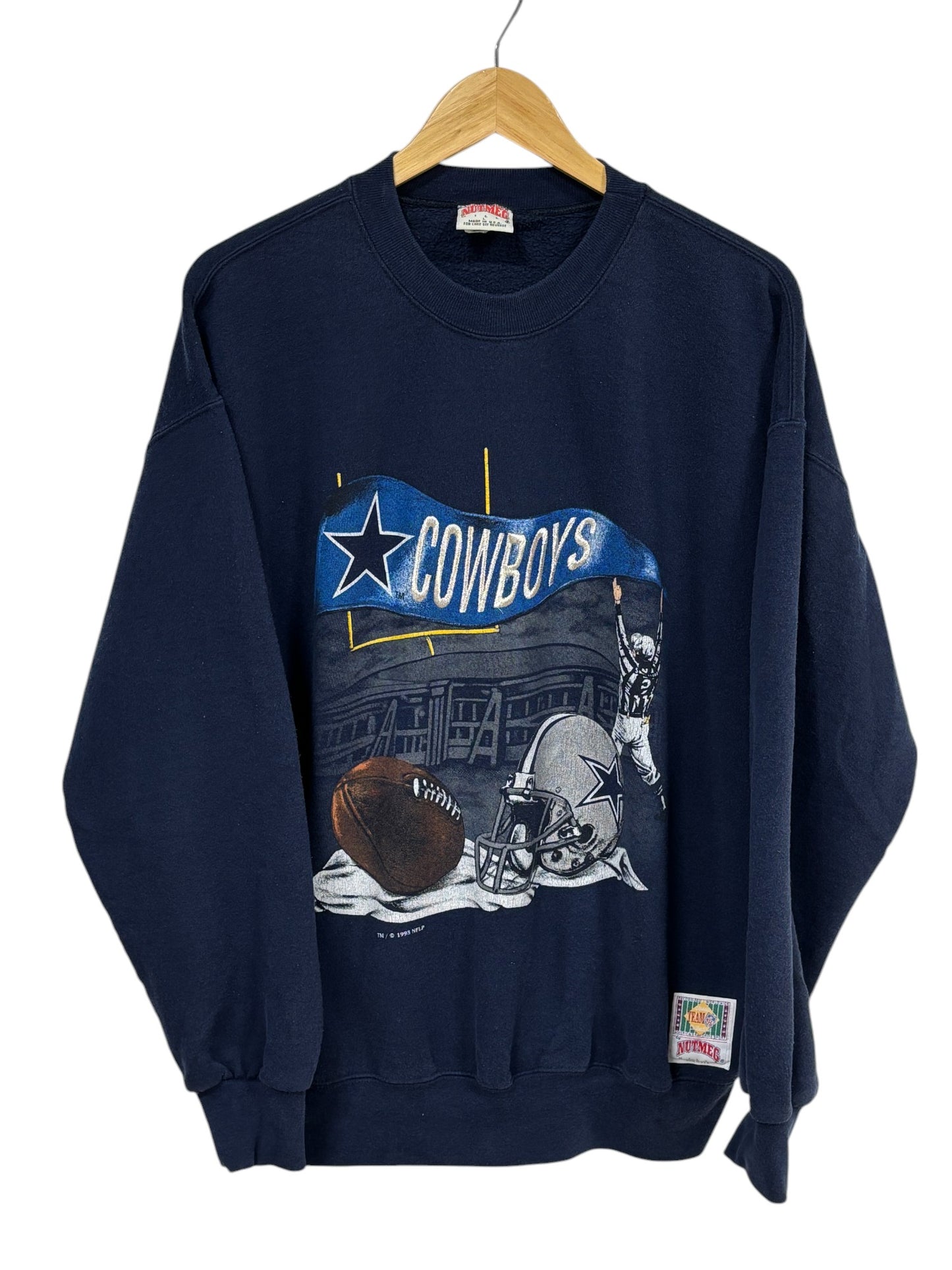 Vintage 90's Nutmeg Dallas Cowboys NFL Logo Crewneck Sweater Size Large