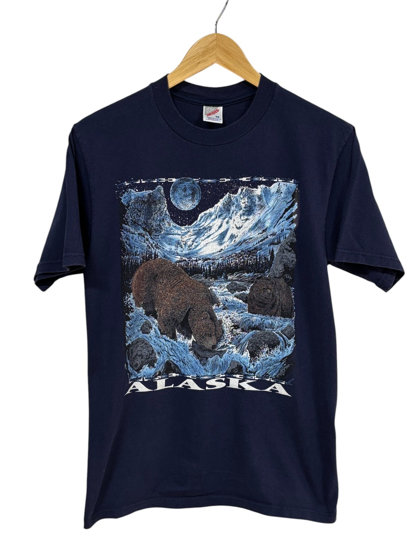 Vintage 90's Jerzees Alaska Grizzly Bear Nature Graphic Tee Size Medium
