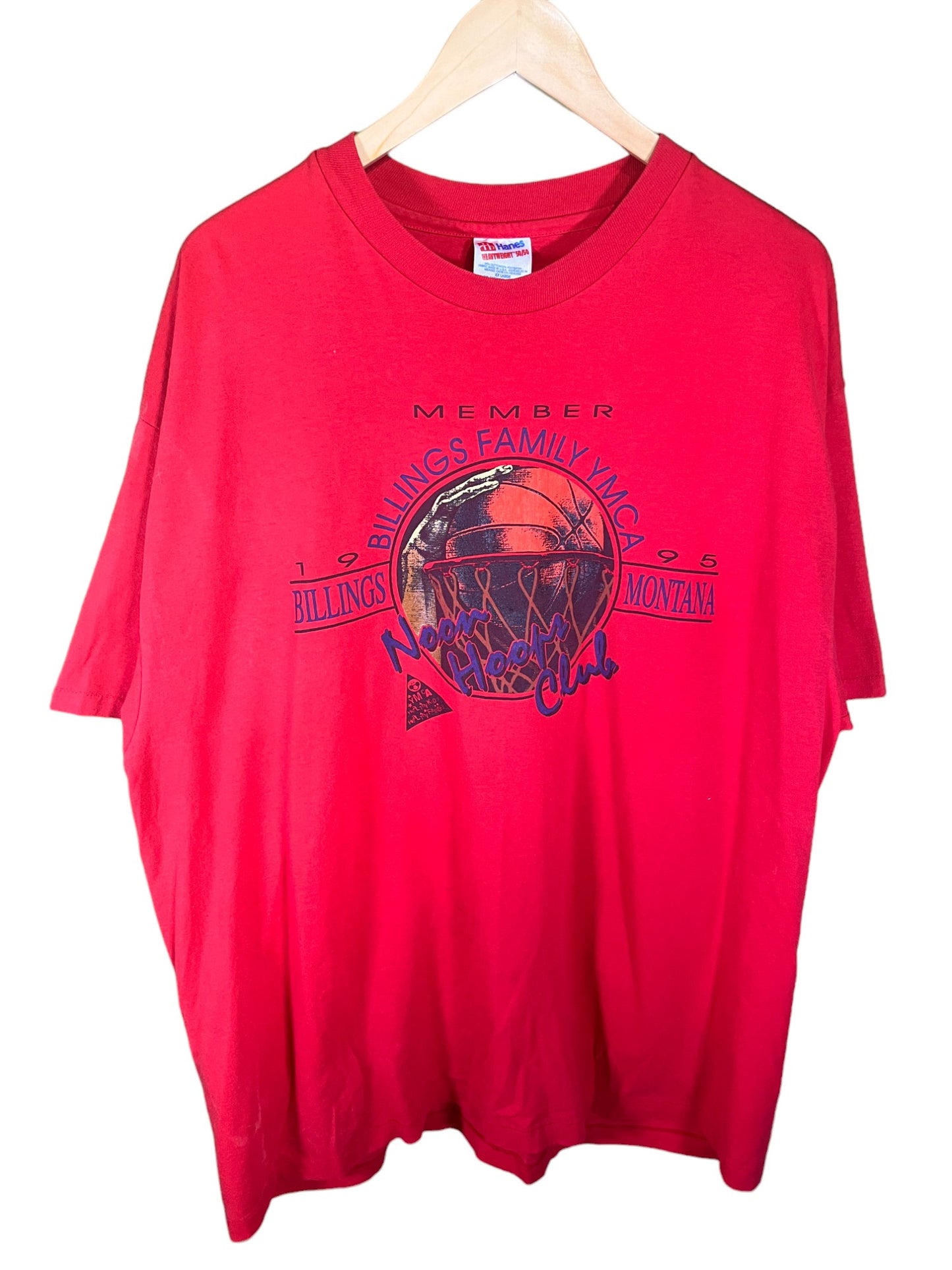 Vintage 1995 Billings Montana YMCA Noon Hoops Club Tee Size XXL