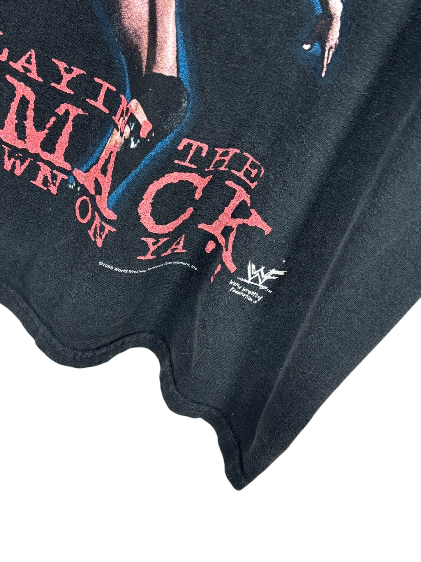 Vintage 90's WWF The Rock Layin the Smack Down Wrestling Tee Size Large
