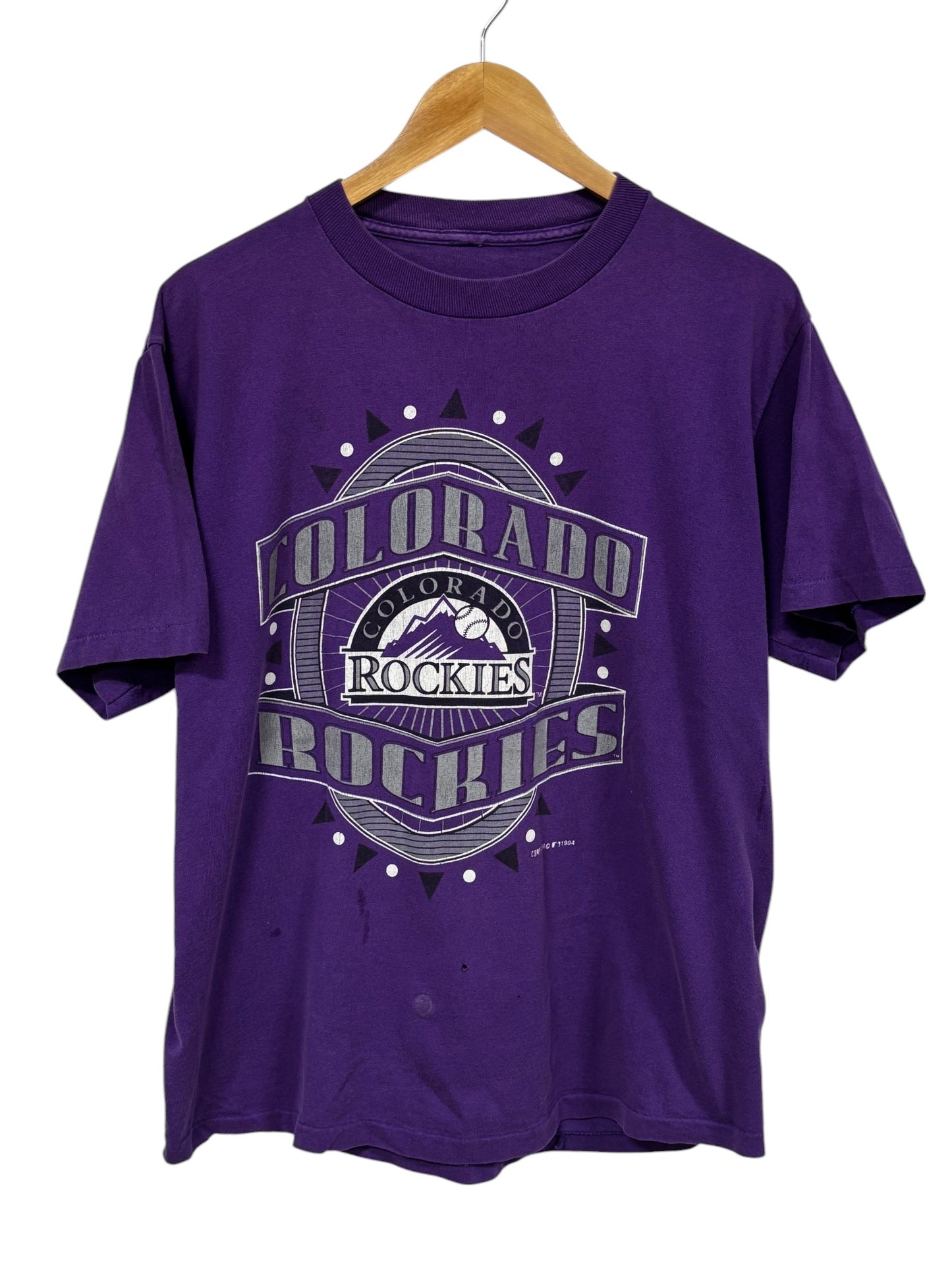 Vintage 90's Colorado Rockies MLB Logo Graphic Tee Size Medium