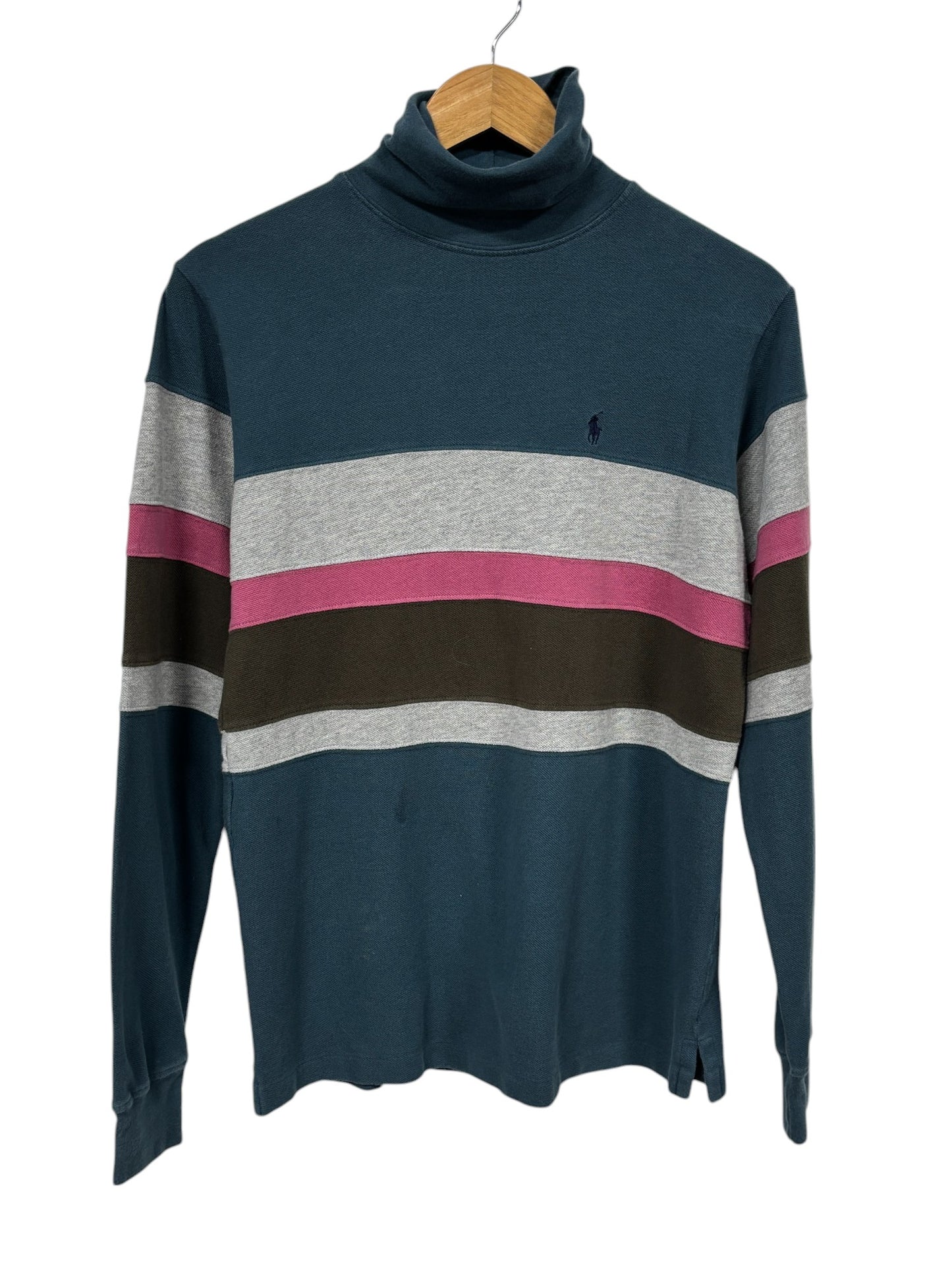 Vintage Polo Ralph Lauren Striped Mock Neck Long Sleeve Shirt Size L (Womens)