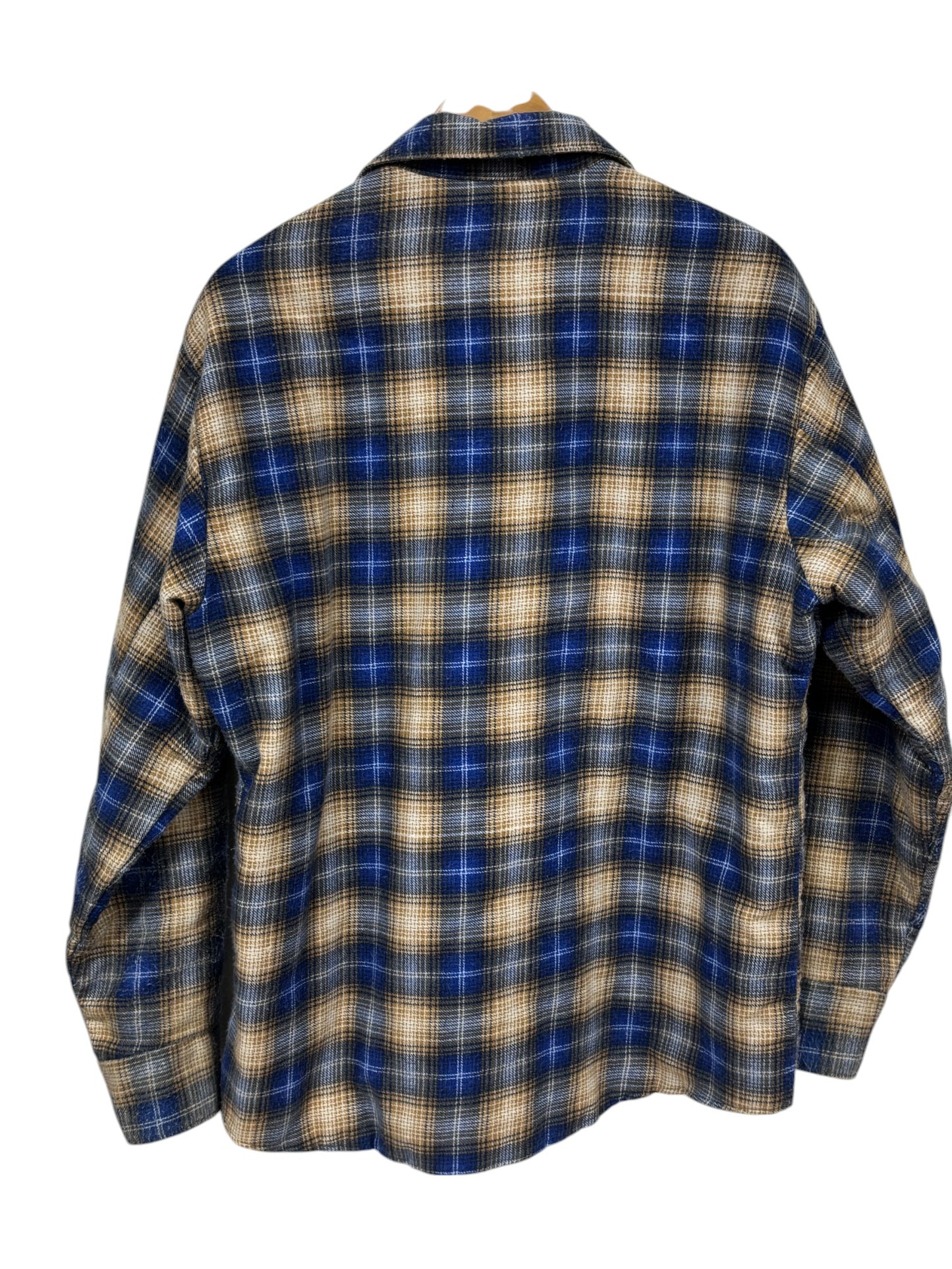 Vintage 70's Sears Plaid Checkered Flannel Button Down Shirt Size Large