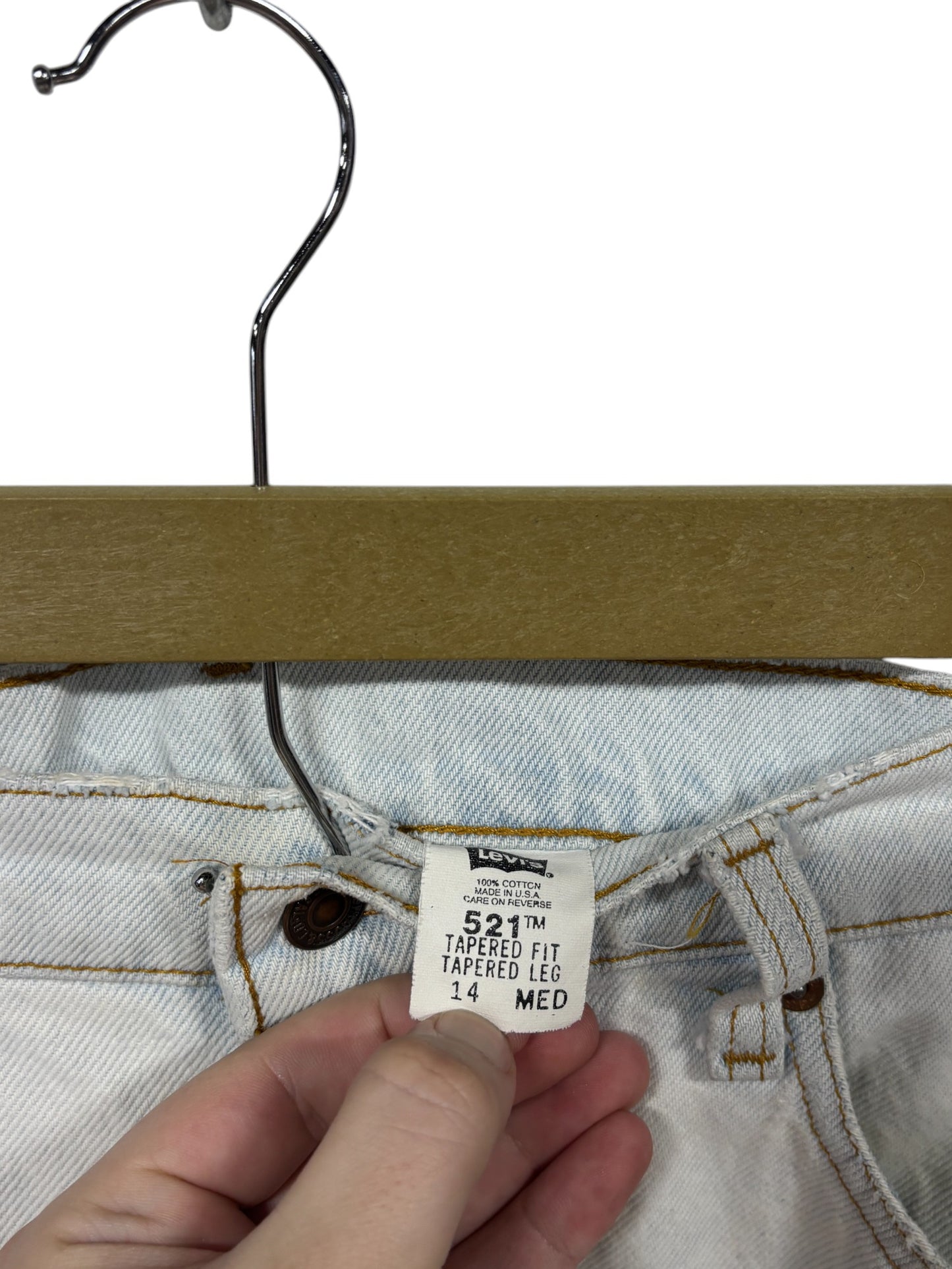 Vintage Levi's 521 Made in USA Tapered Light Wash Denim Jeans Size 31x28