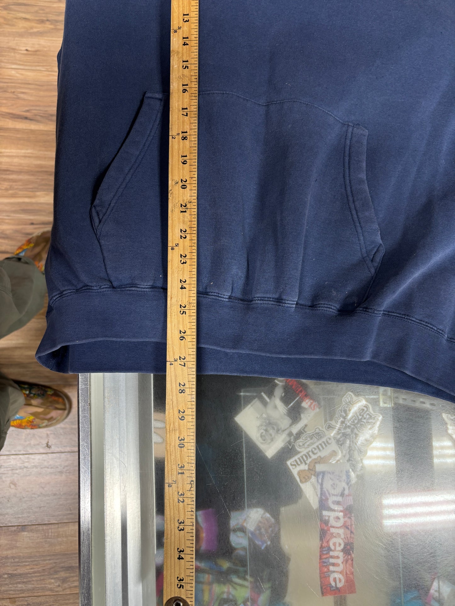 Vintage 90's No Fear Faded Blue Quarter Zip Hoodie Size XL