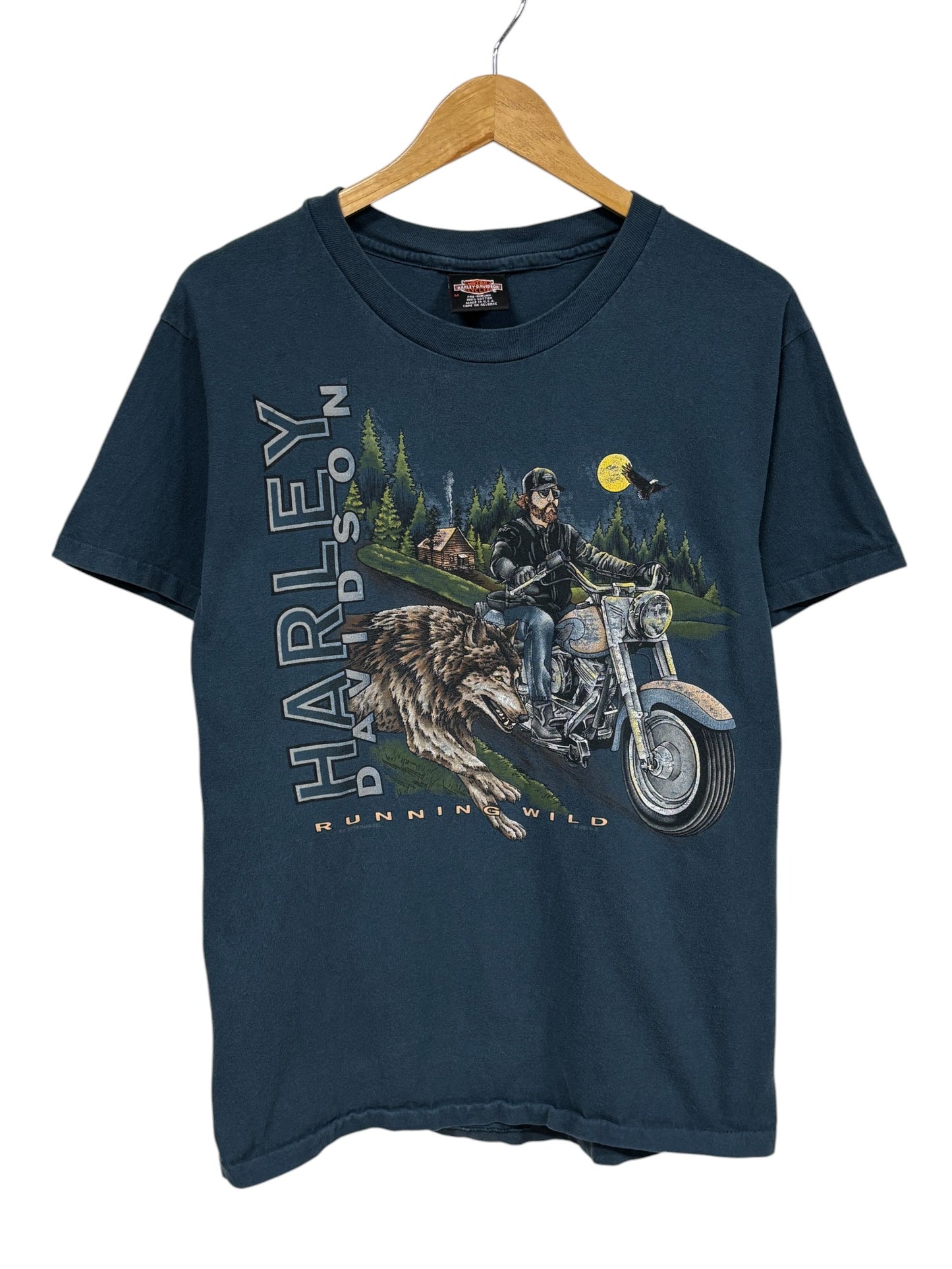 Vintage 90's Harley Davidson Running Wild Biker Graphic Tee Size Medium
