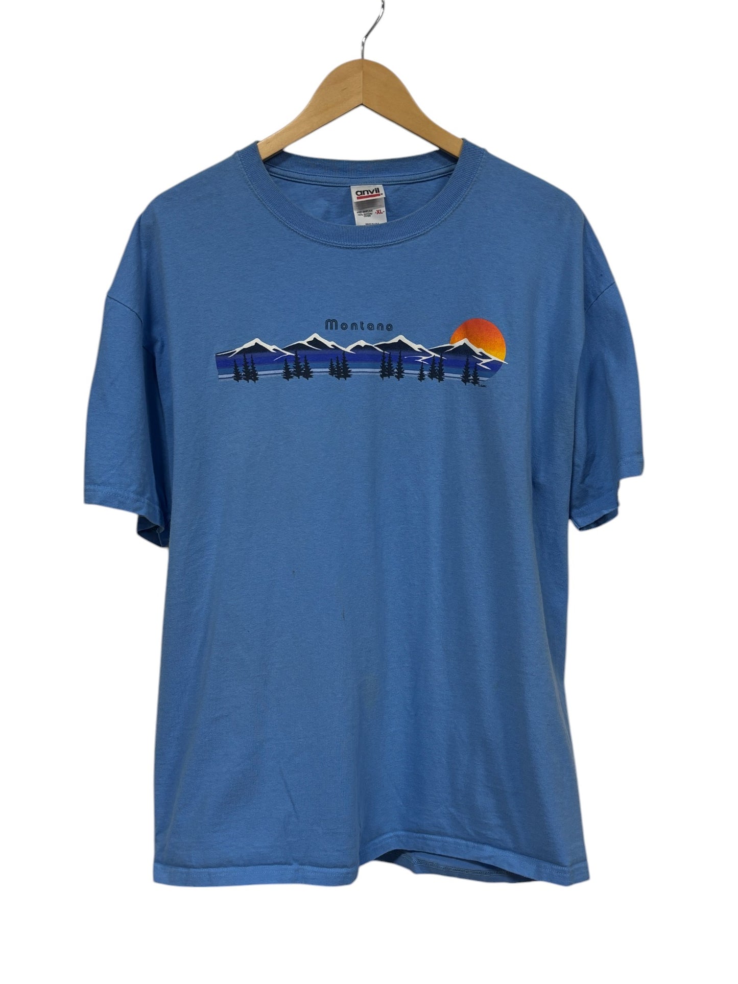 Vintage 90's Montana Skyline Sunset Mountains Nature Tee Size XL