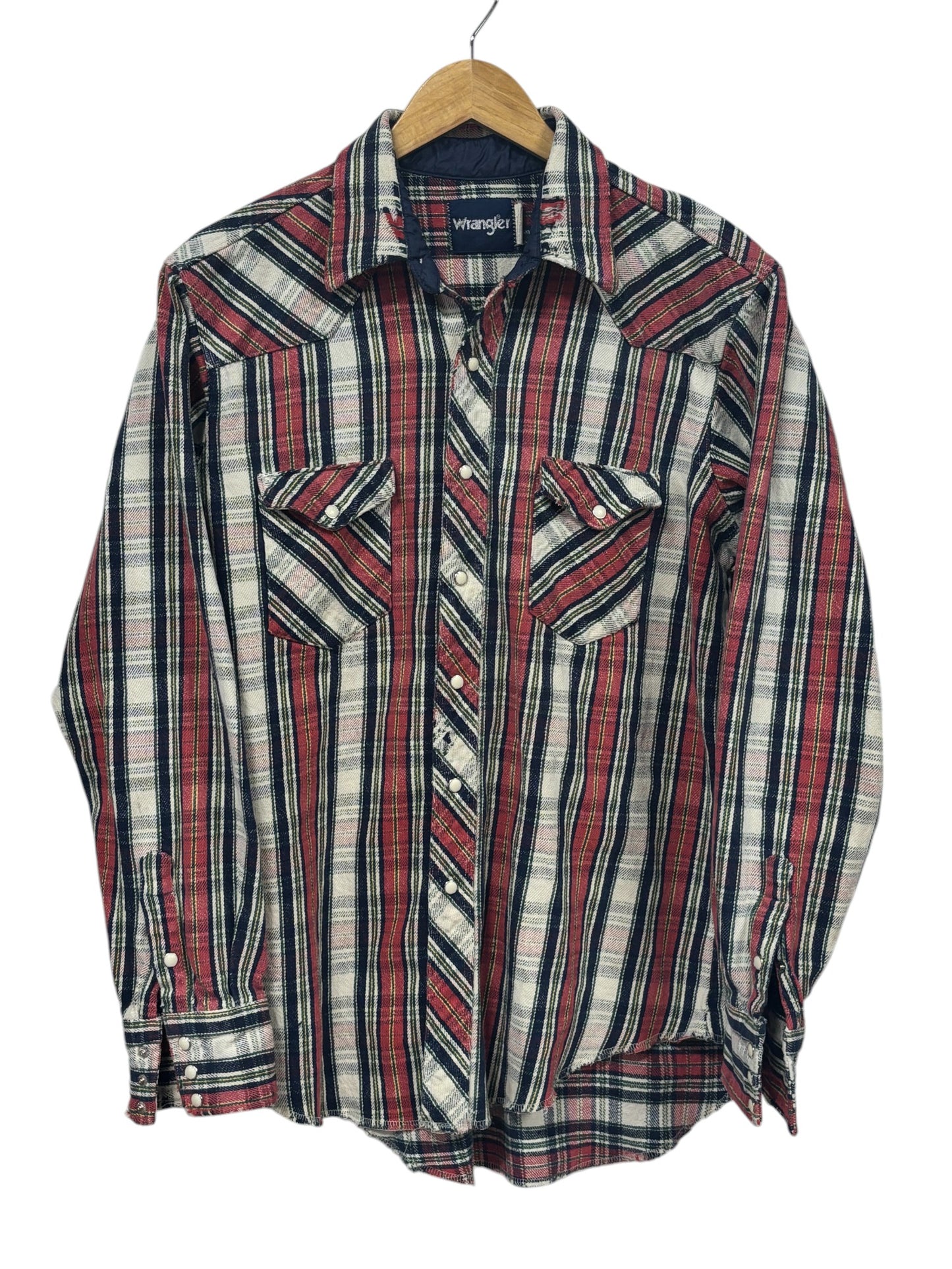 Vintage Wrangler Pearl Snap Button Up Flannel Shirt Size XL