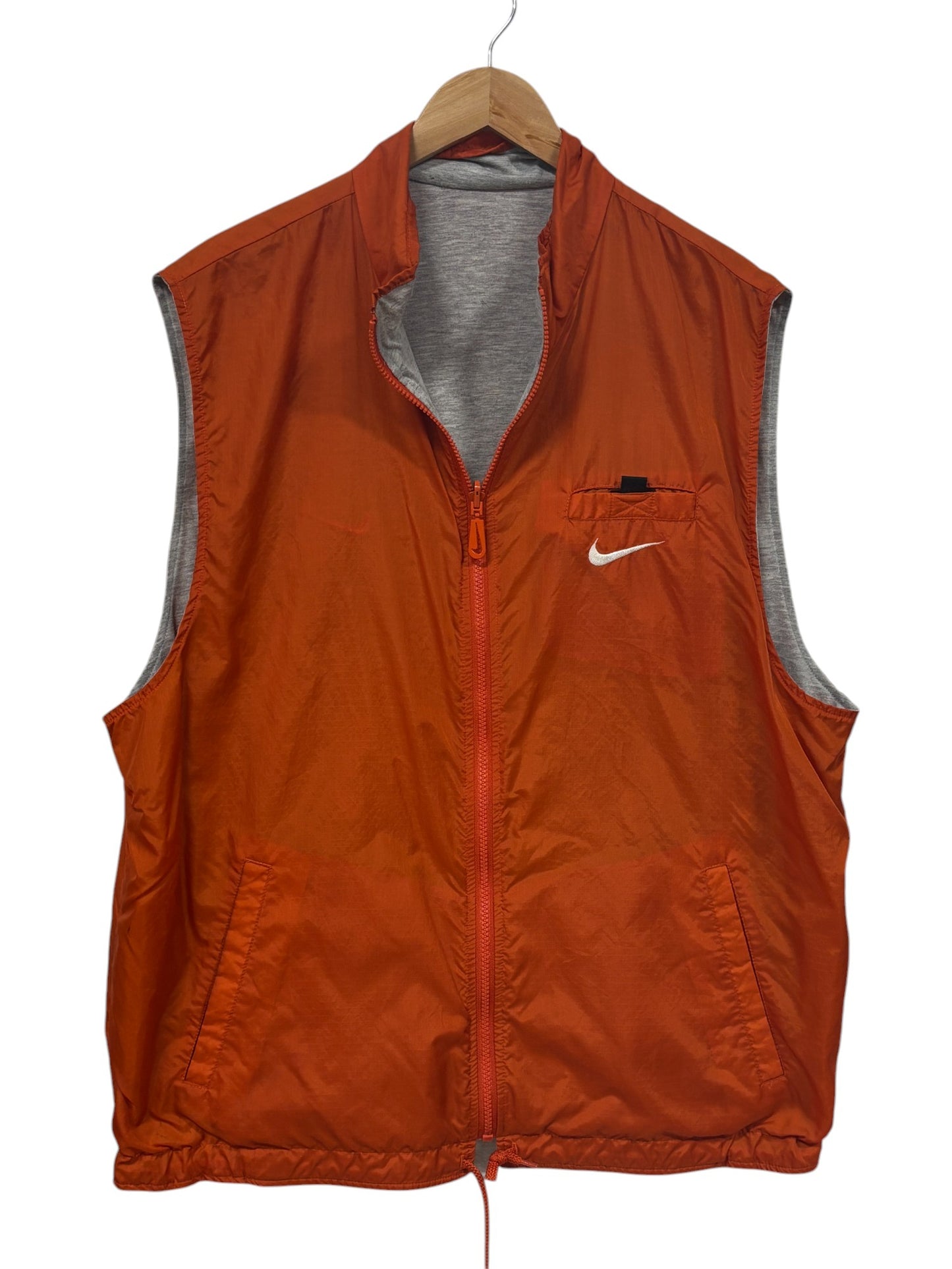Vintage 90's Nike Reversible Orange Grey Zip Up Vest Size XL