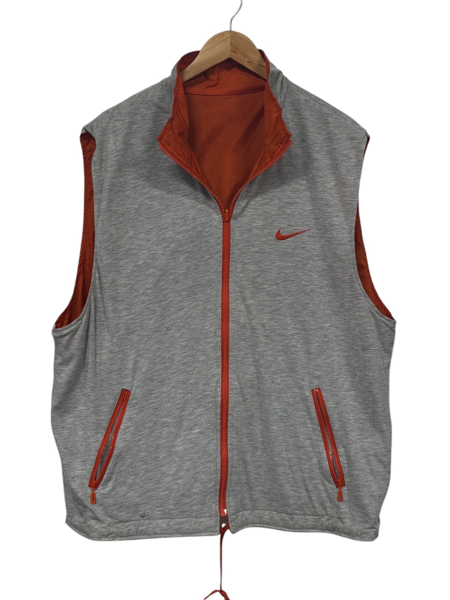 Vintage 90's Nike Reversible Orange Grey Zip Up Vest Size XL