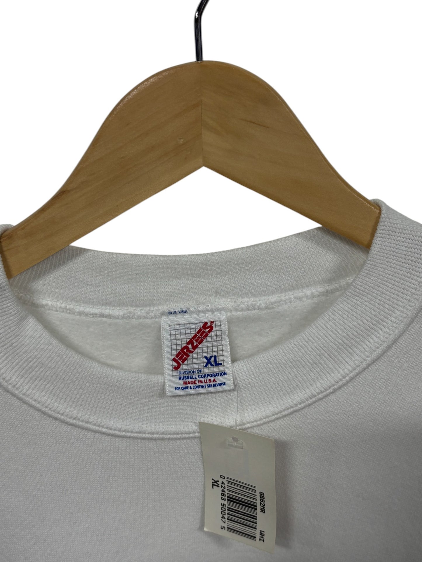 Vintage 90's Jerzees Blank White Crewneck Sweater NWT Size XL