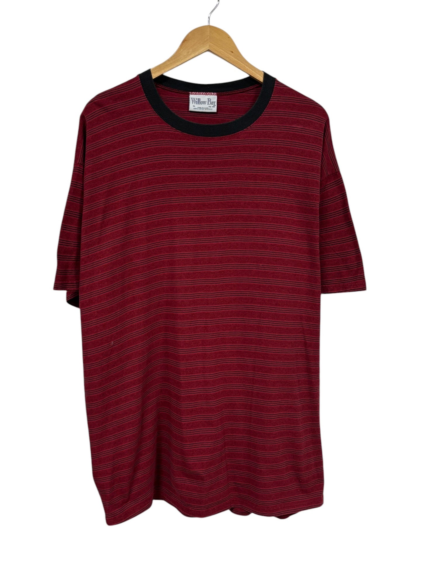 Vintage 90's Willow Bay Red Striped Blank Grunge Tee Size XL