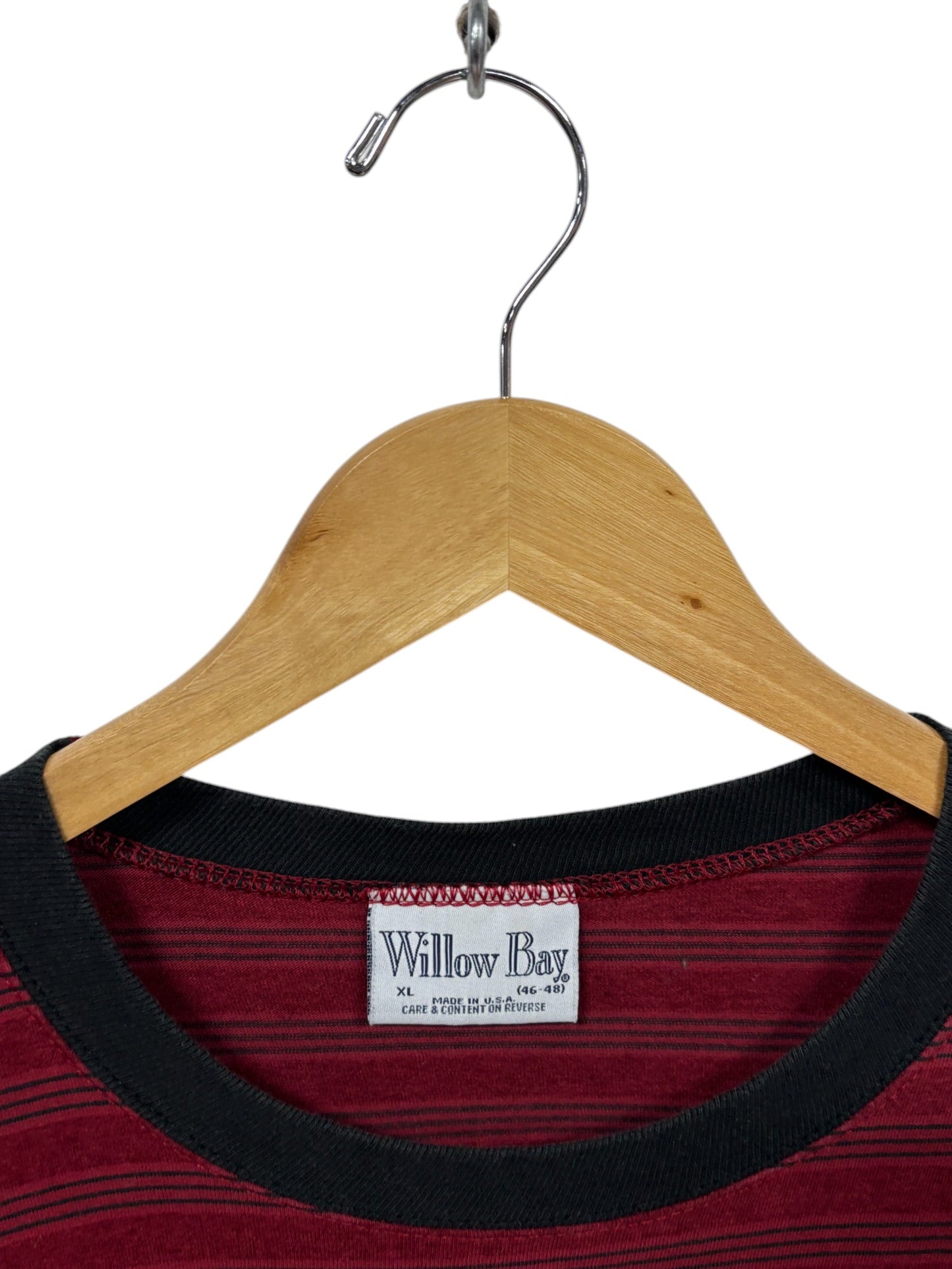 Vintage 90's Willow Bay Red Striped Blank Grunge Tee Size XL