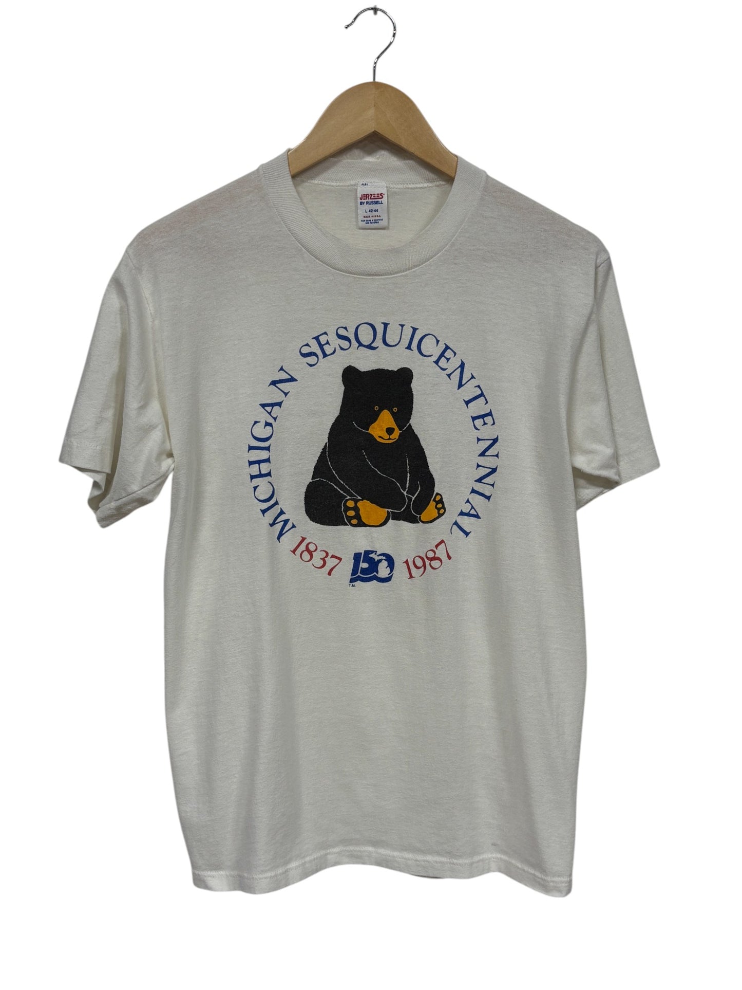 Vintage 1987 Michigan Sesquicentennial Bear Graphic Tee Size Medium