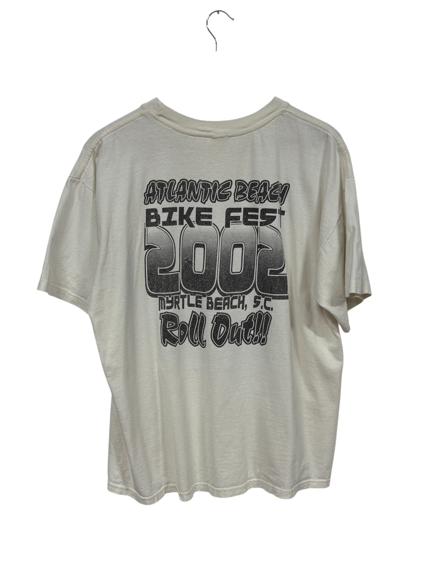 Vintage 2002 Black Bike Fest Atlantic Beach Biker Graphic Tee Size Large